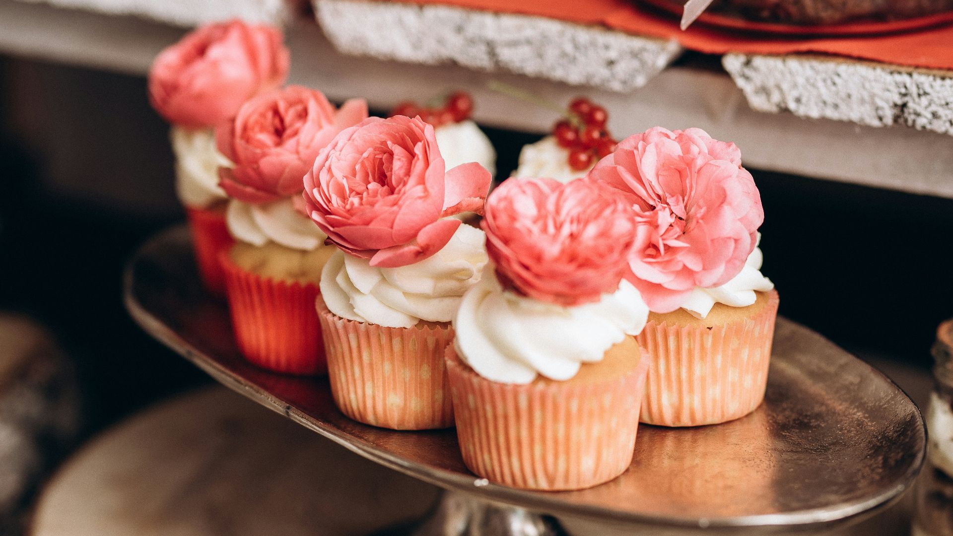 cupcakes on stainless steel tray