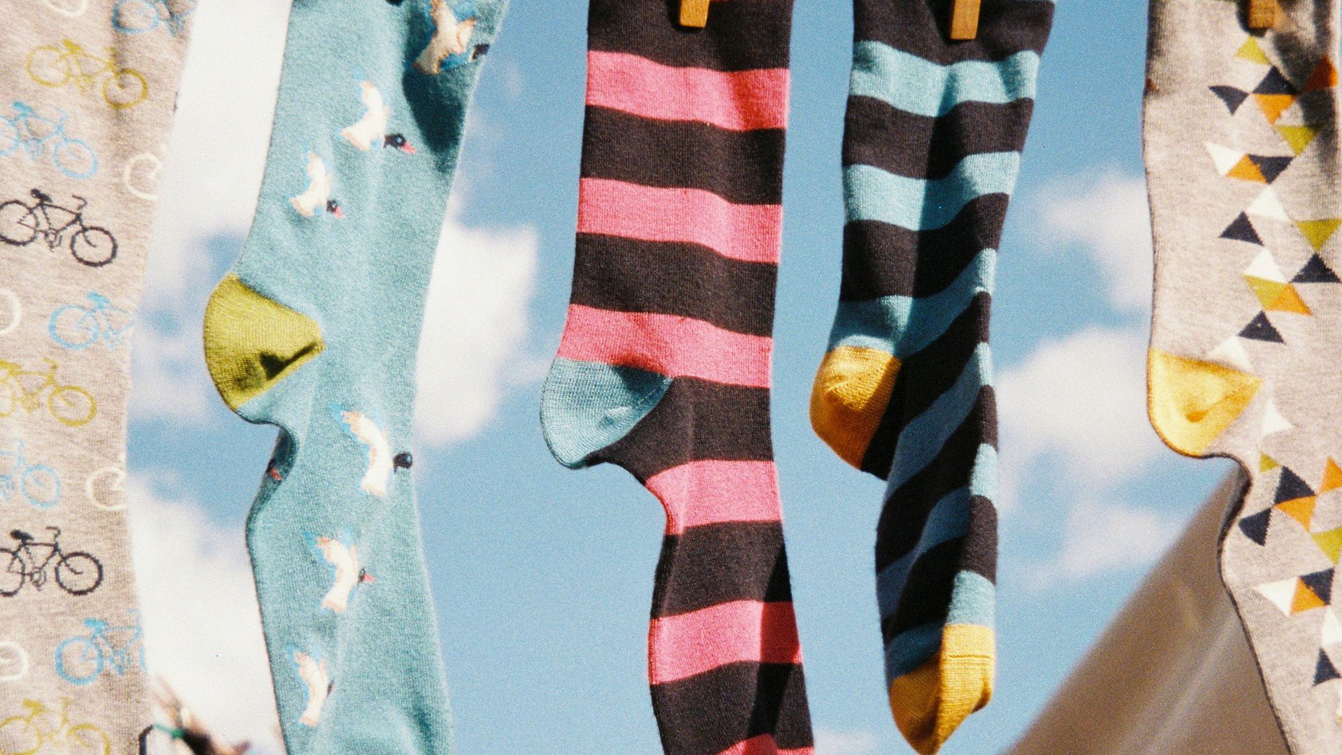 blue white and yellow socks