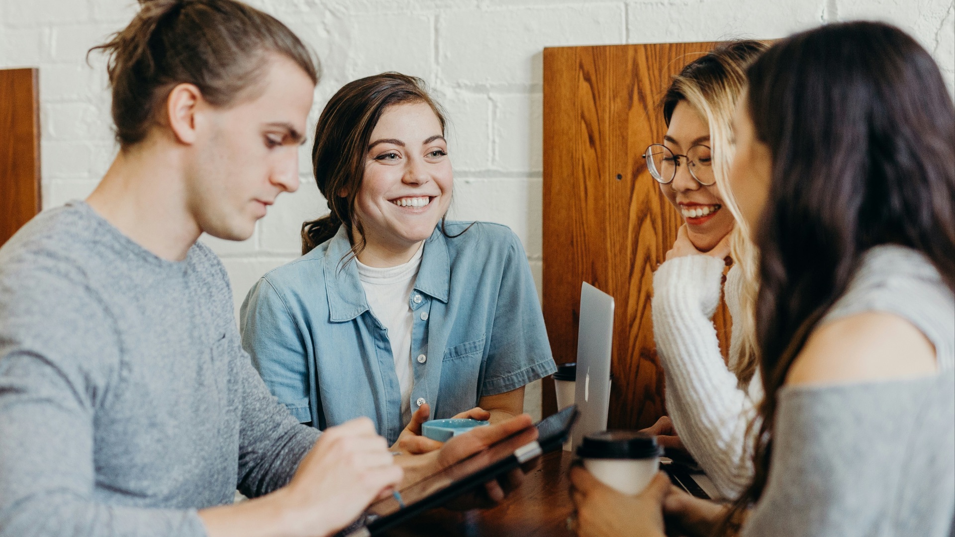 A group of friends at a coffee shop