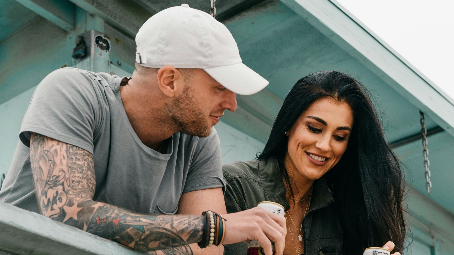 smiling woman and man