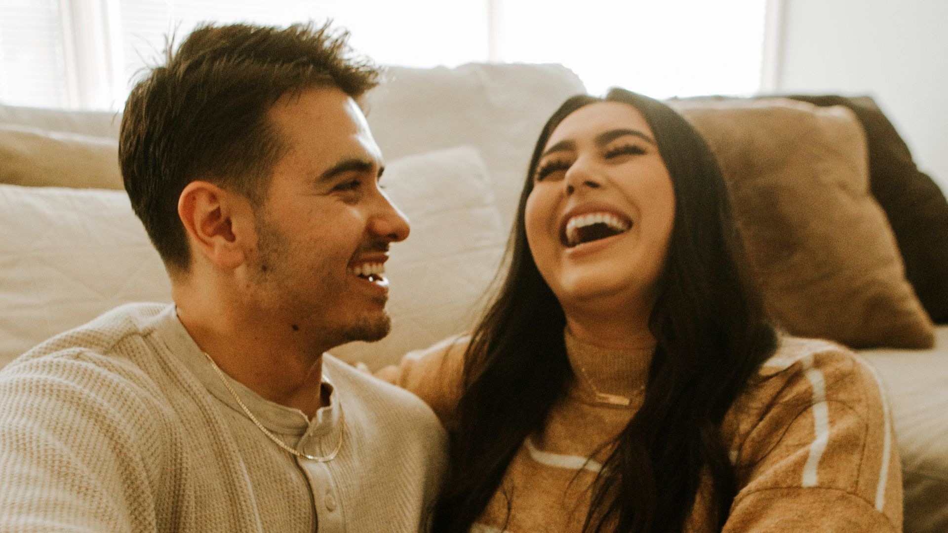 a man and woman laughing