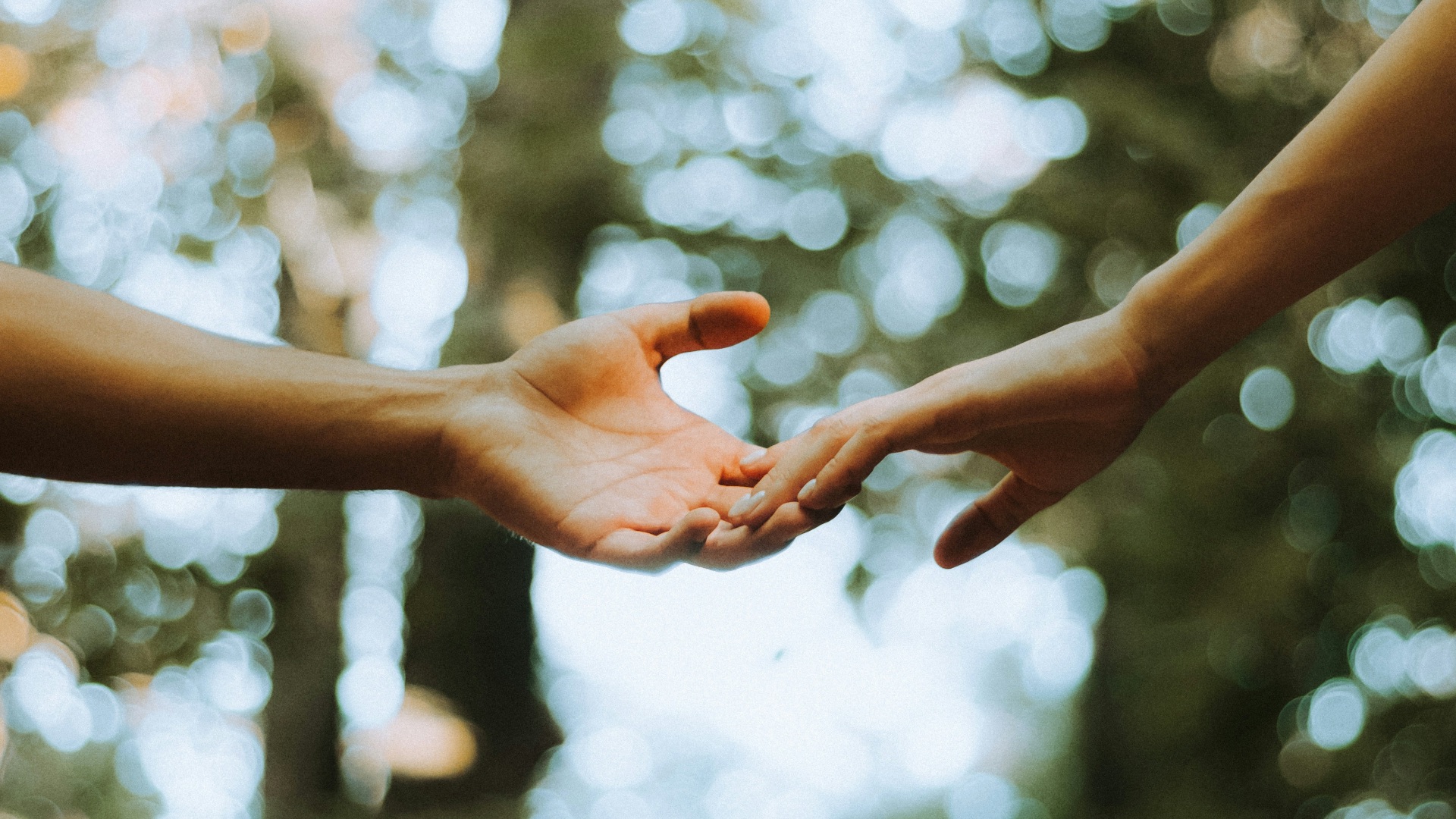 two people reaching out their hands to touch each other