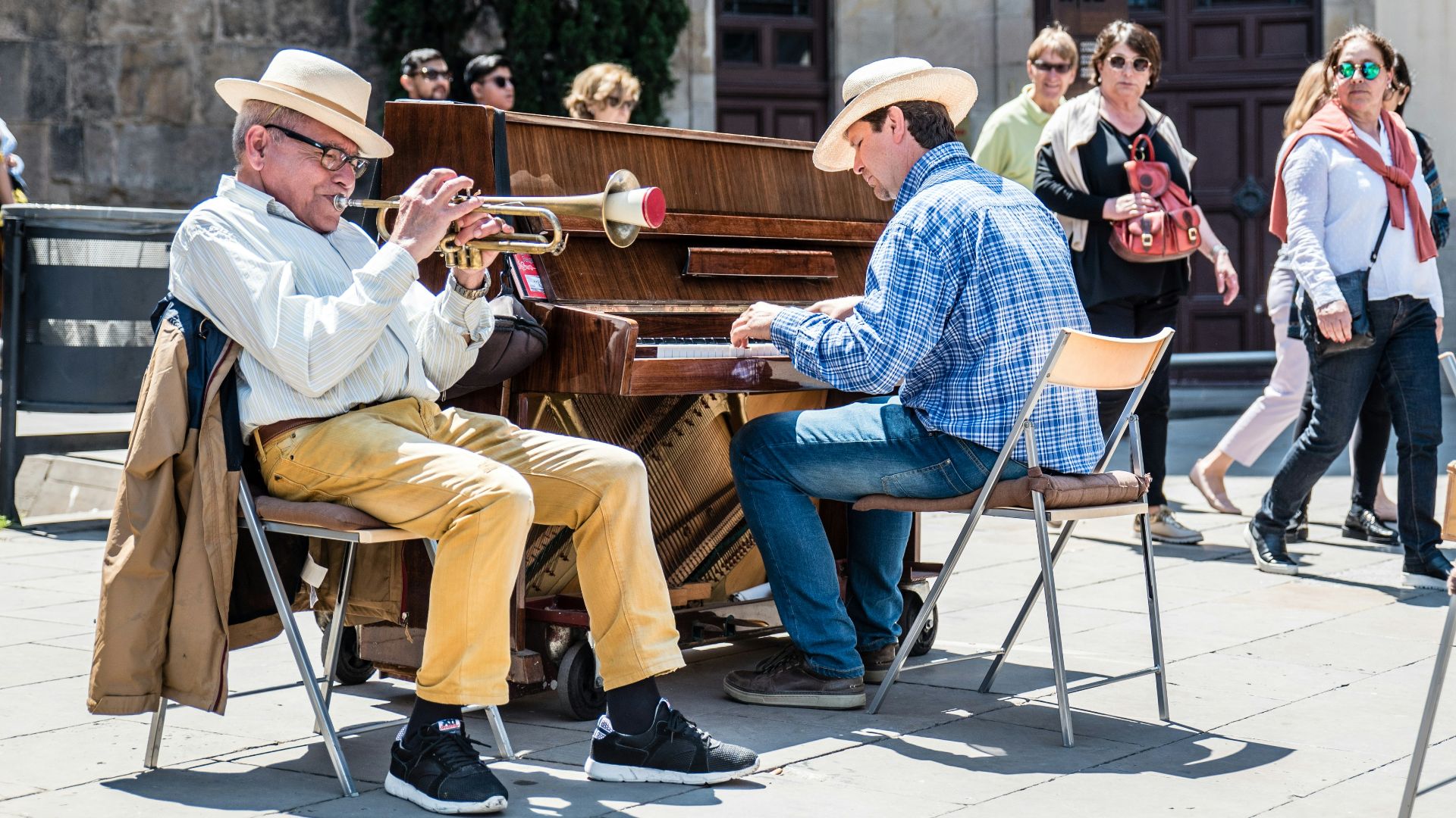 two men performing music