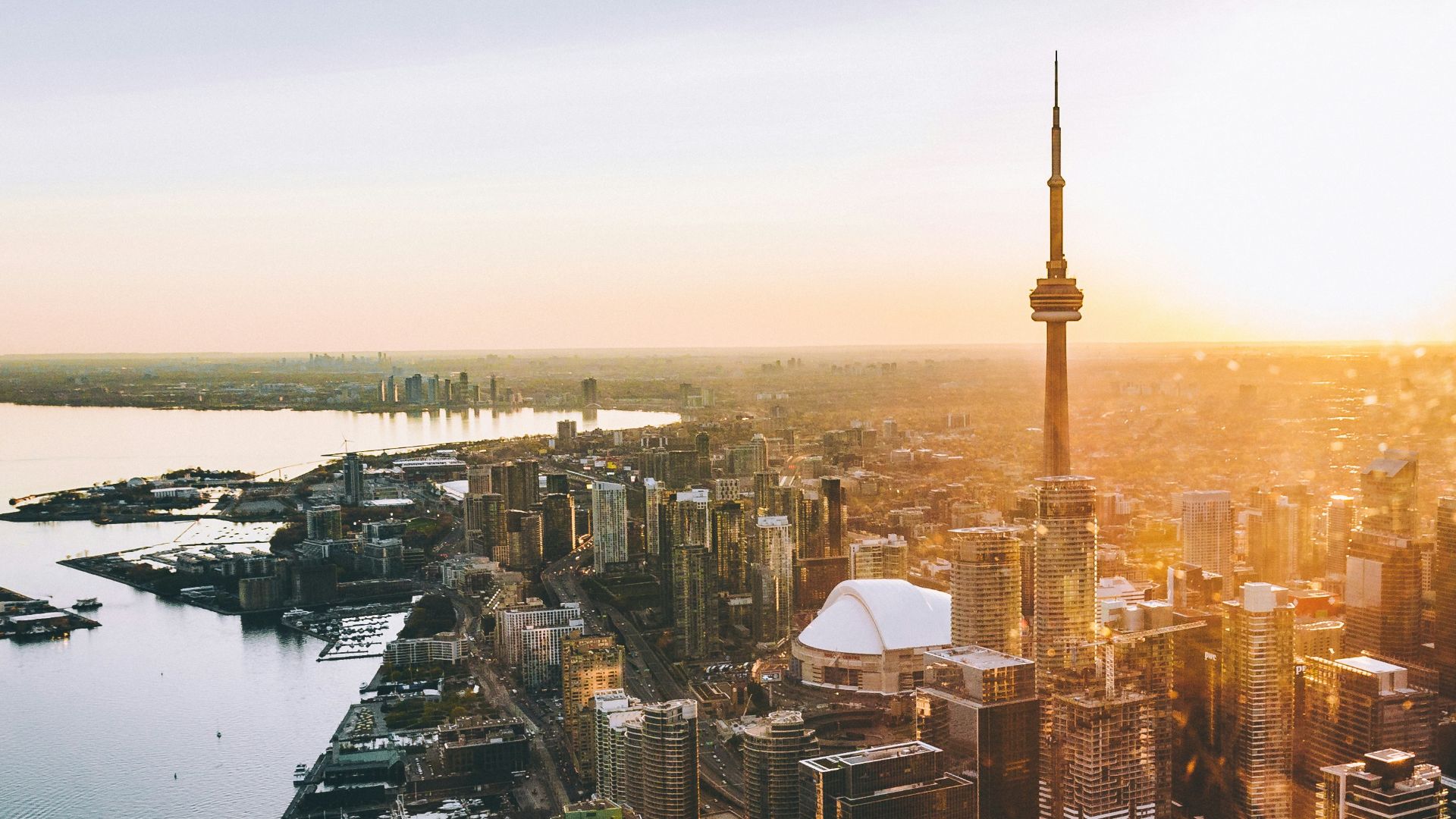 aerial photo of city during golden hour