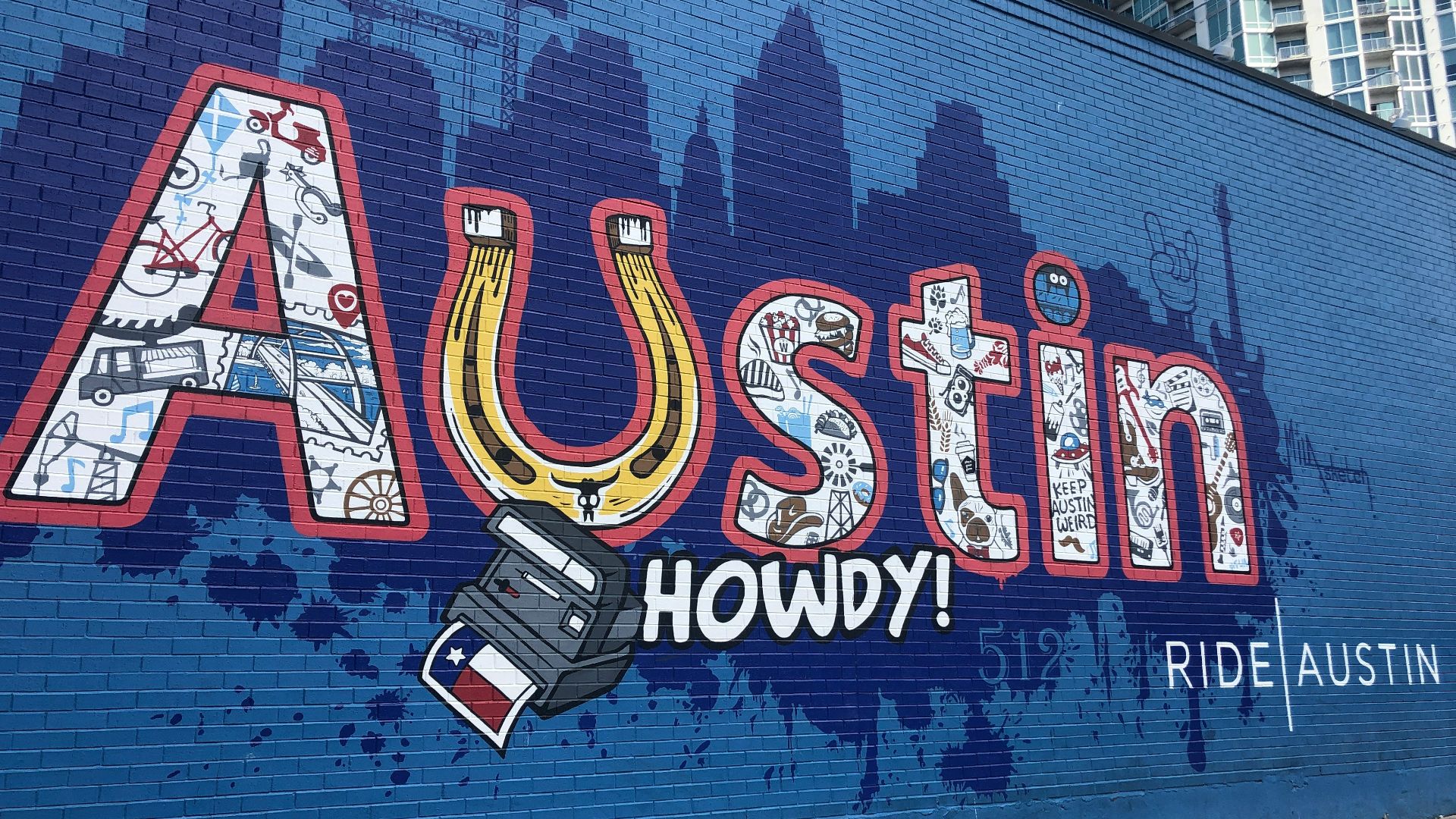 Austin Howdy graffiti wall art