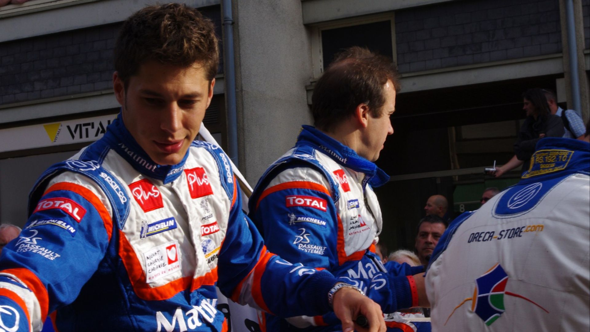 File:Duval and Panis Le Mans drivers parade 2011.jpg