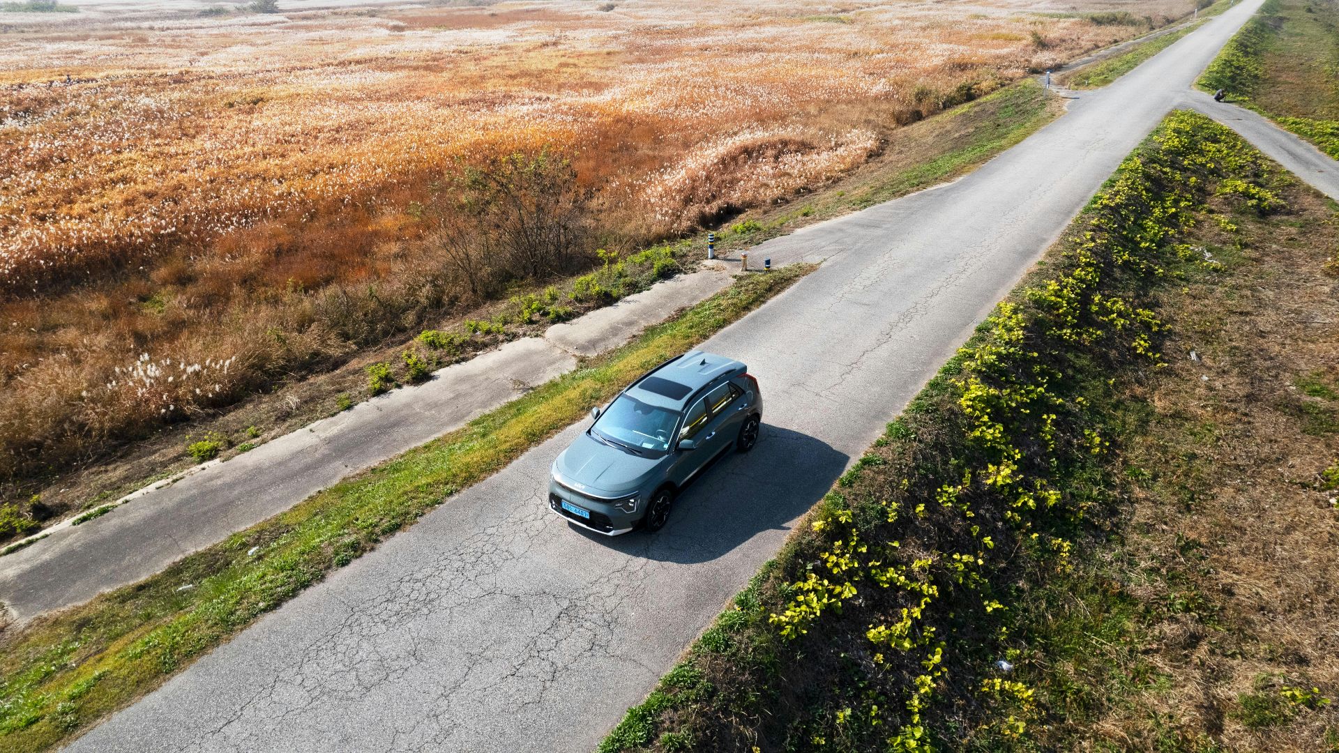 a car driving on a road