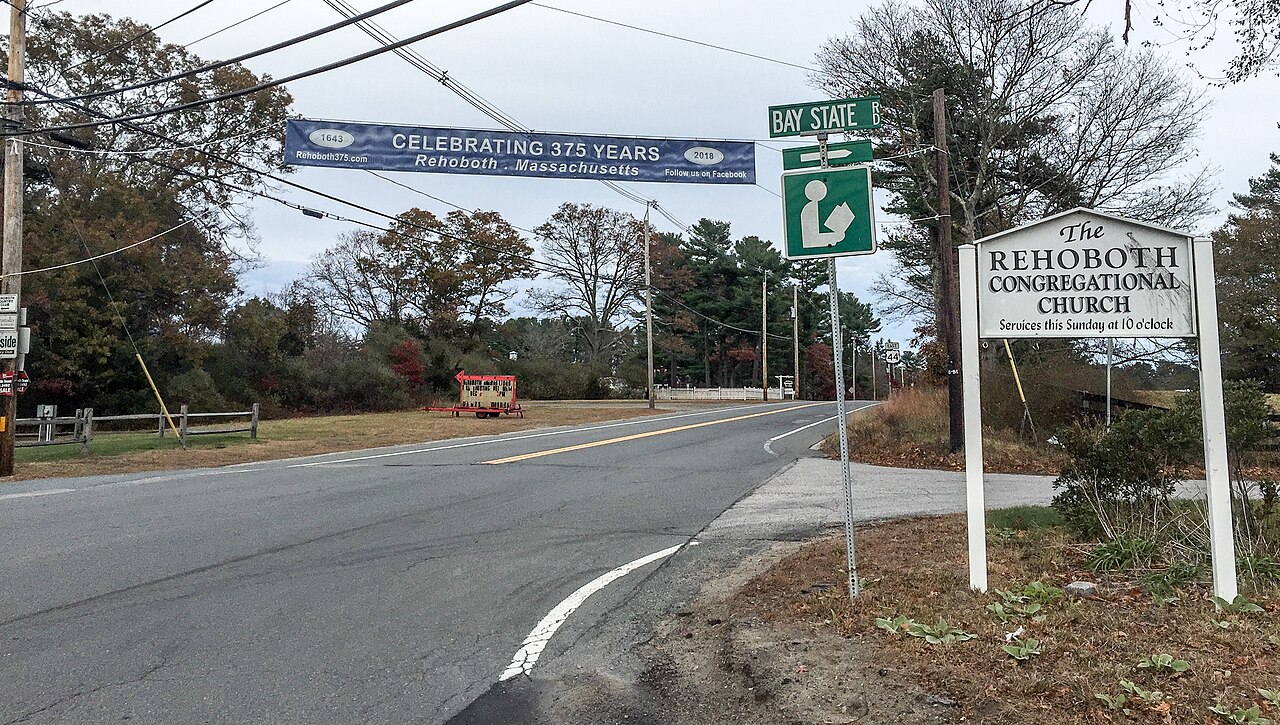 Rehoboth Anniversary Banner On Route 44, Massachusetts