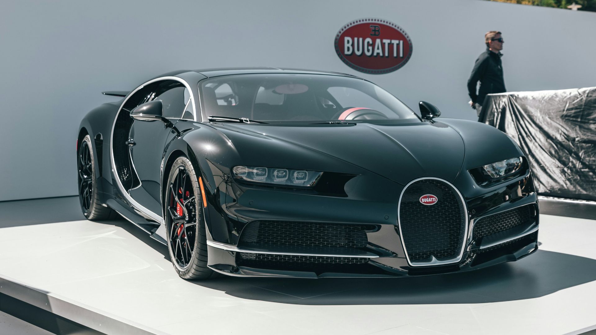 black and gray Bucatti sports car