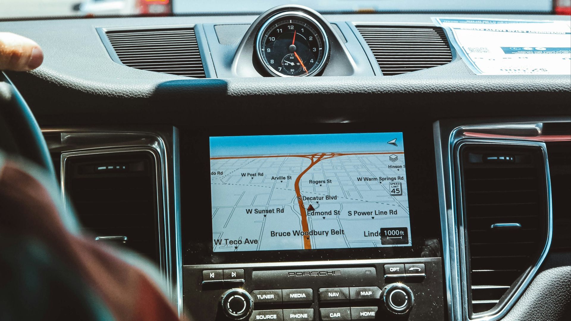 black GPS navigator turned on