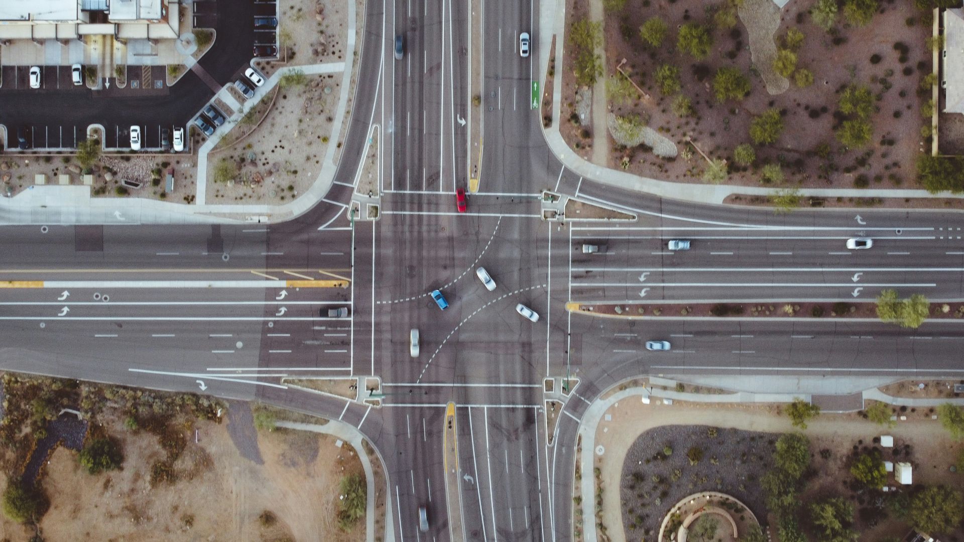 aerial photo of cross streets