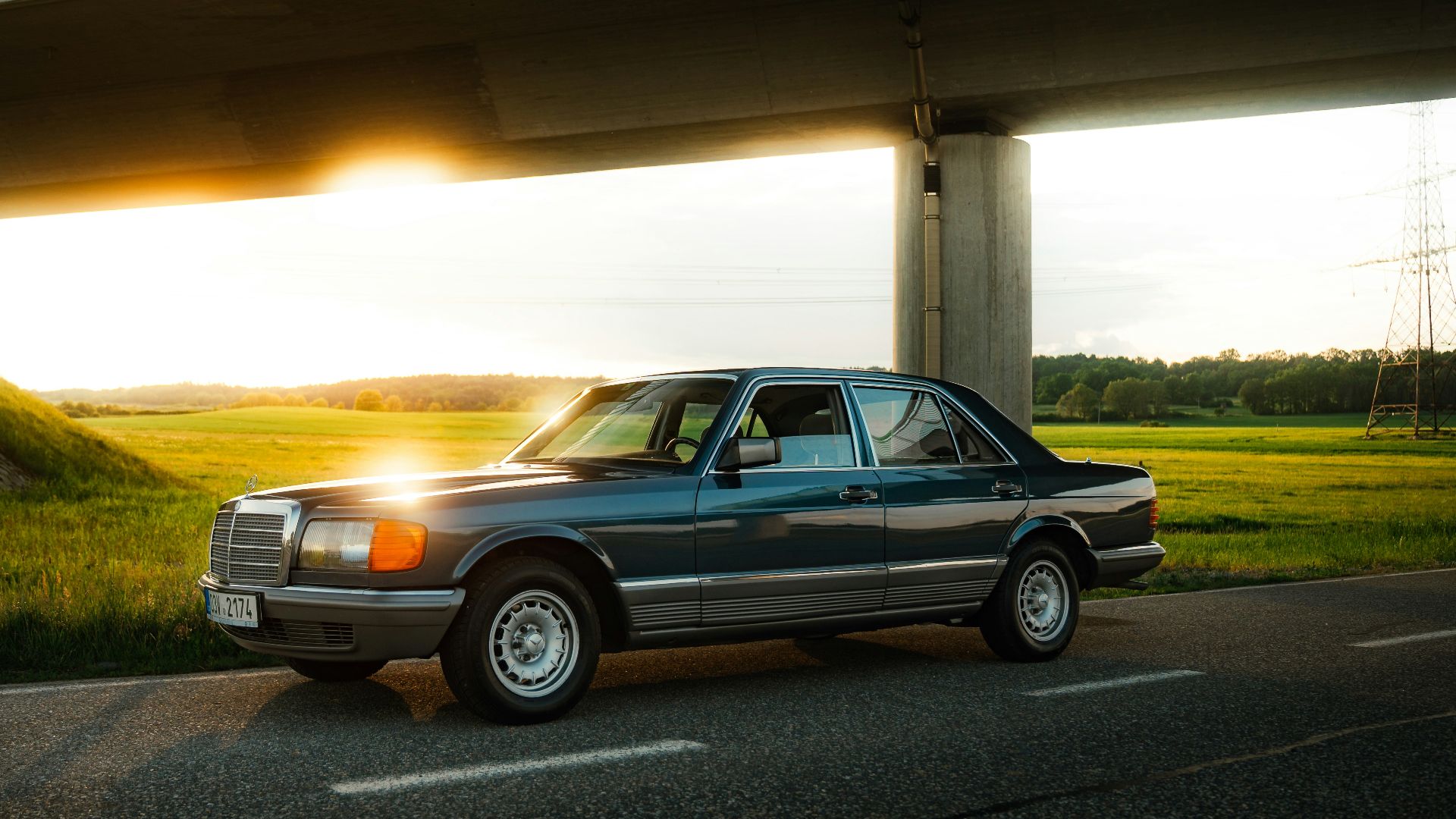 a car is parked on the side of the road