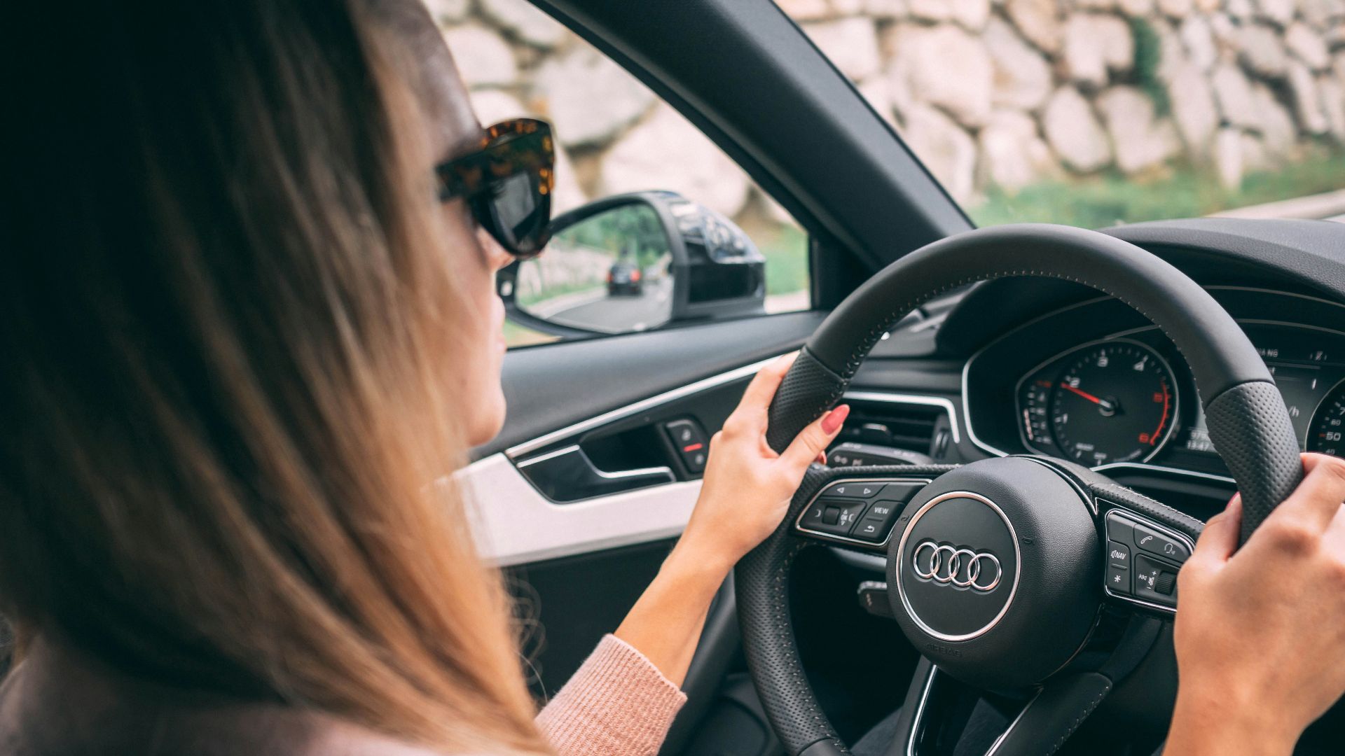 woman driving car