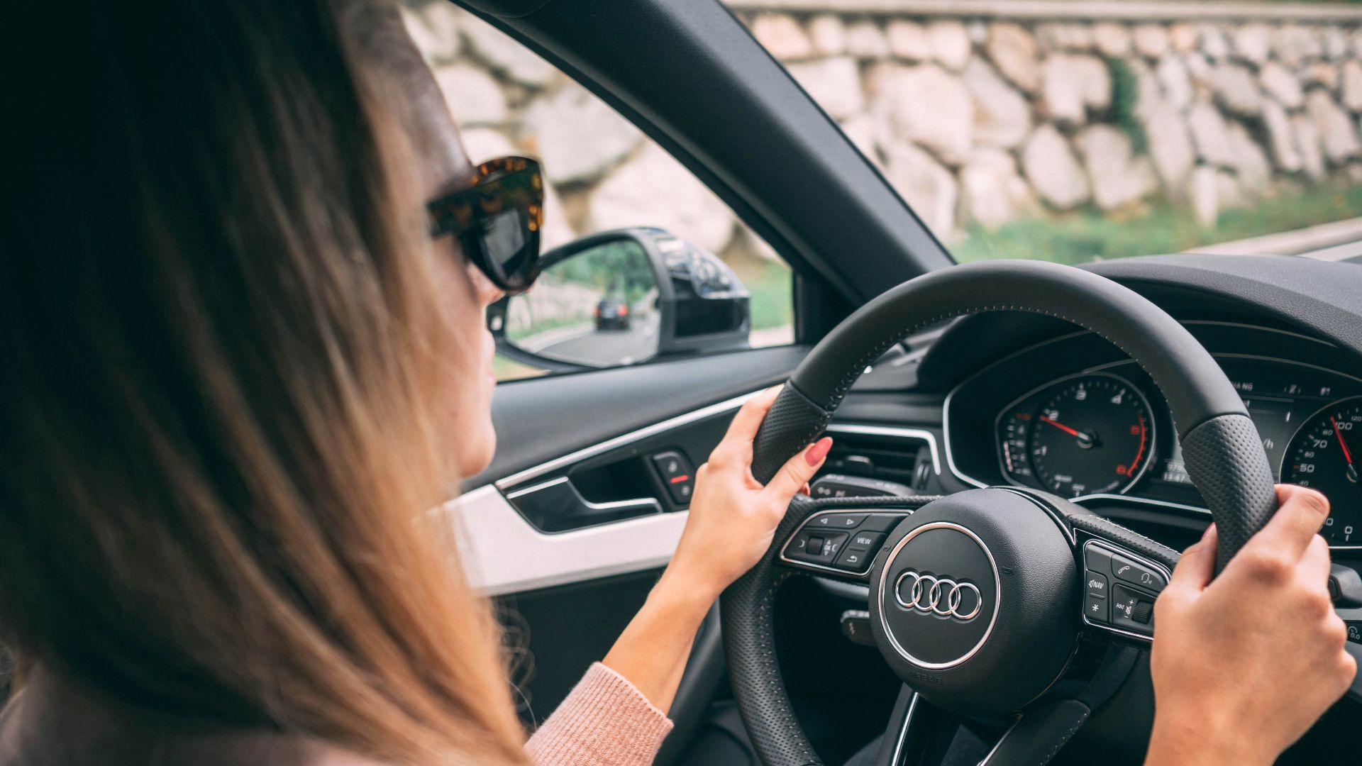 woman driving car