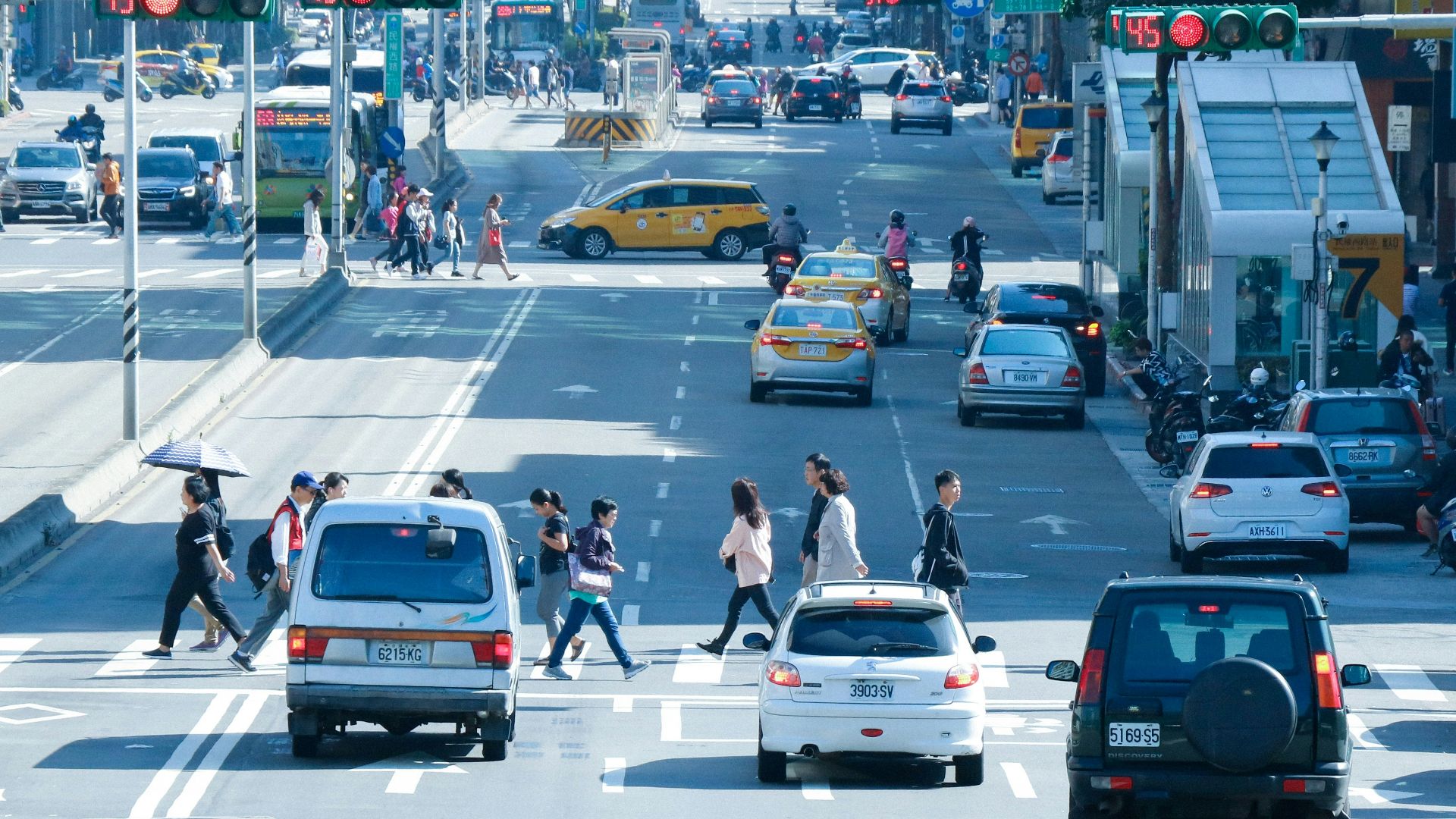 assorted-color cars on road