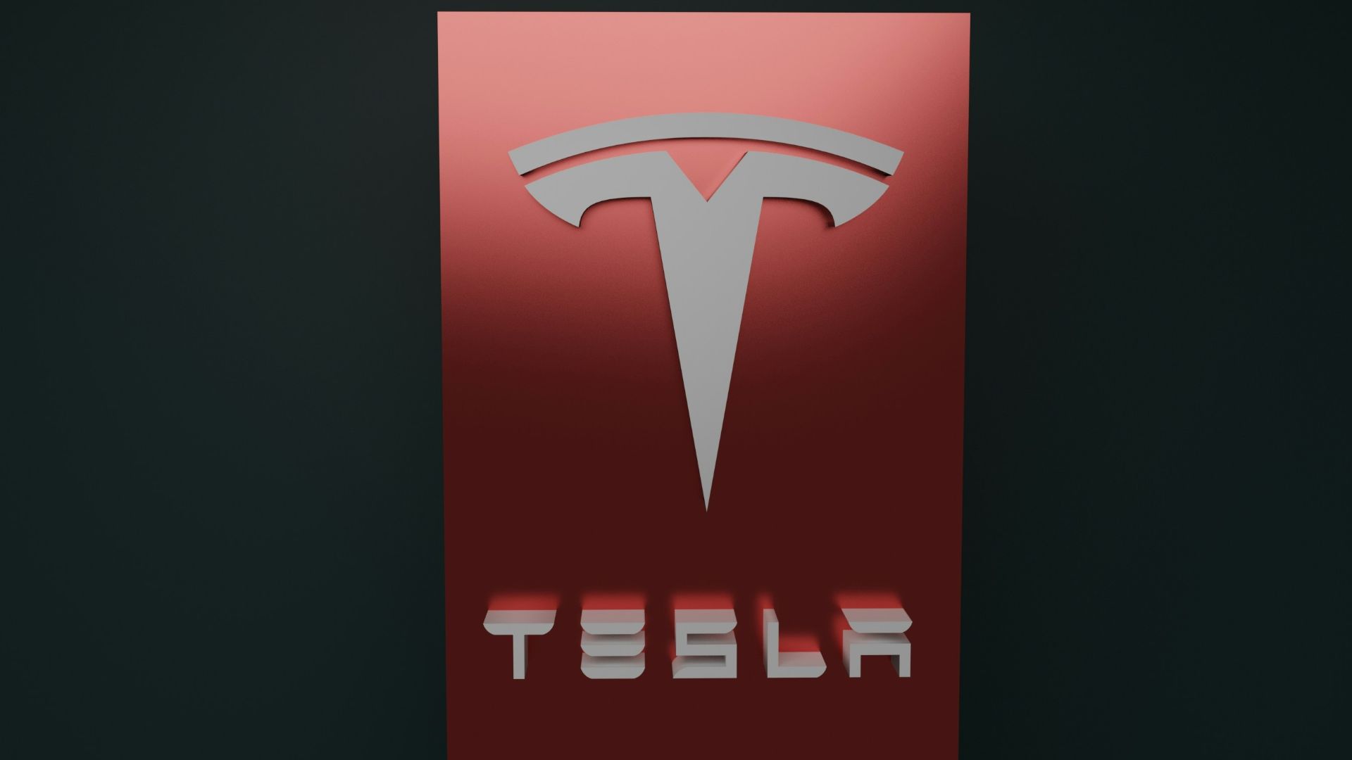 a red tesla logo on a black background