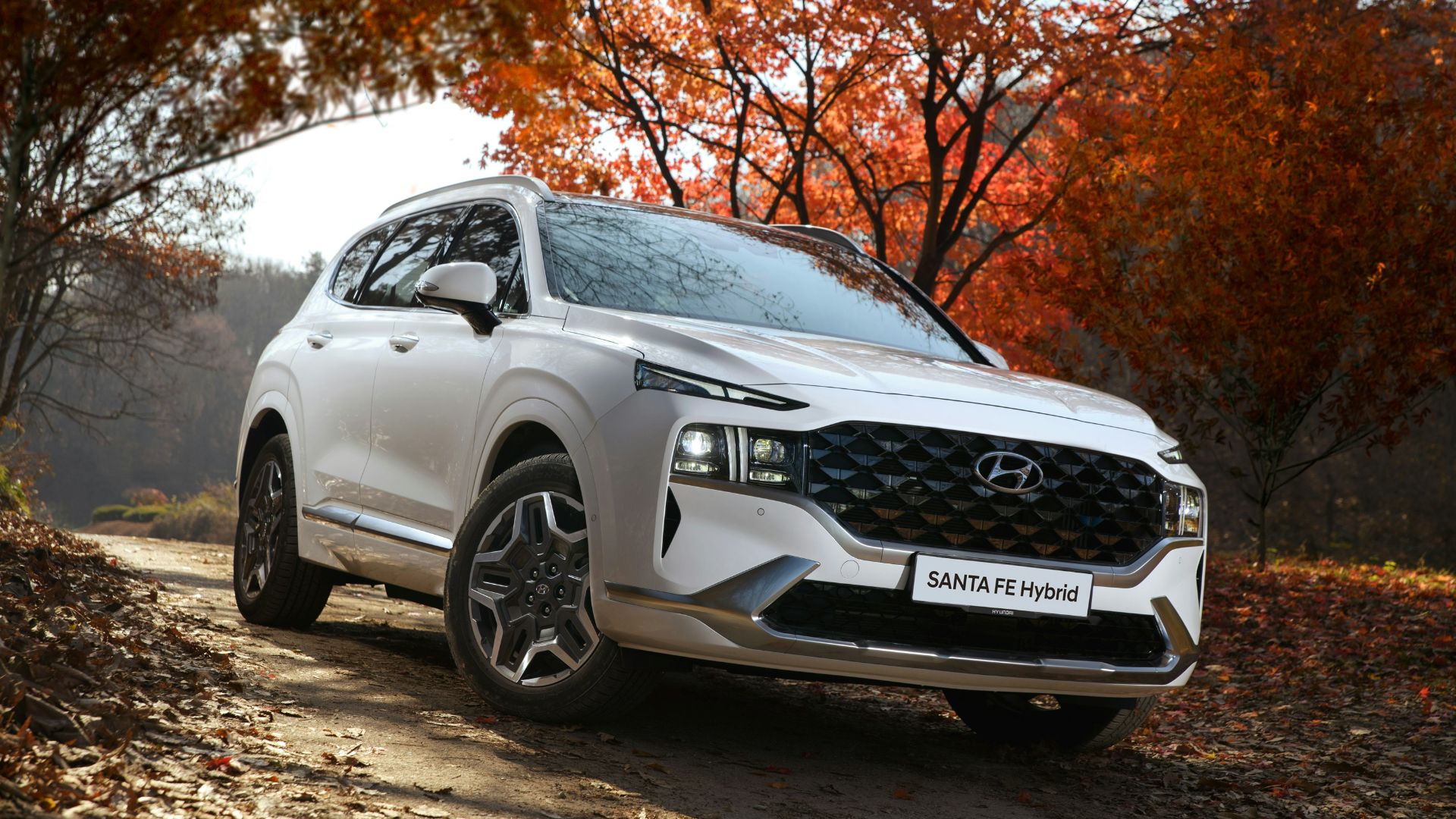 a white suv driving down a dirt road
