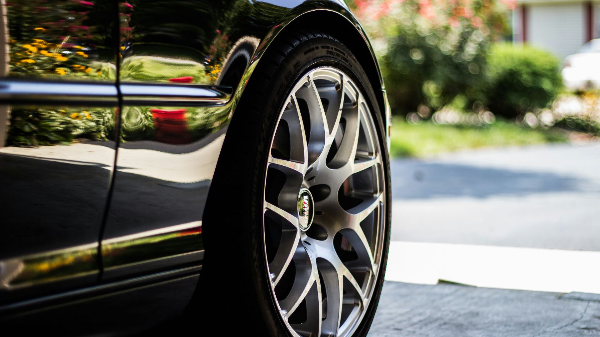 gray vehicle rim with tire