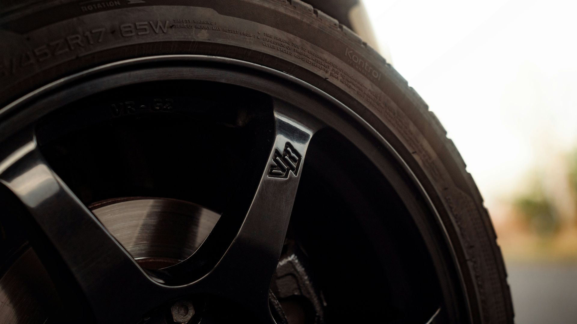 a close up of a tire on a car