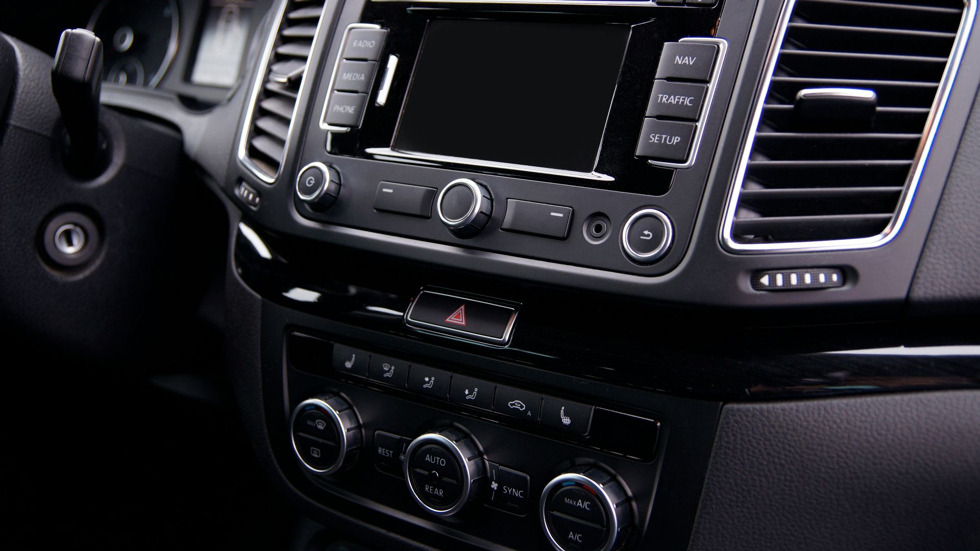 black and silver car stereo