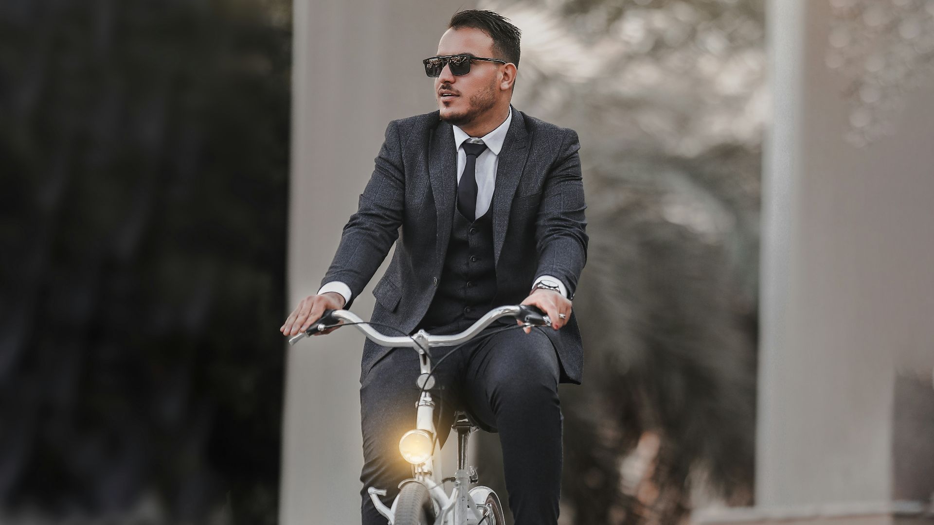 a man riding a bicycle