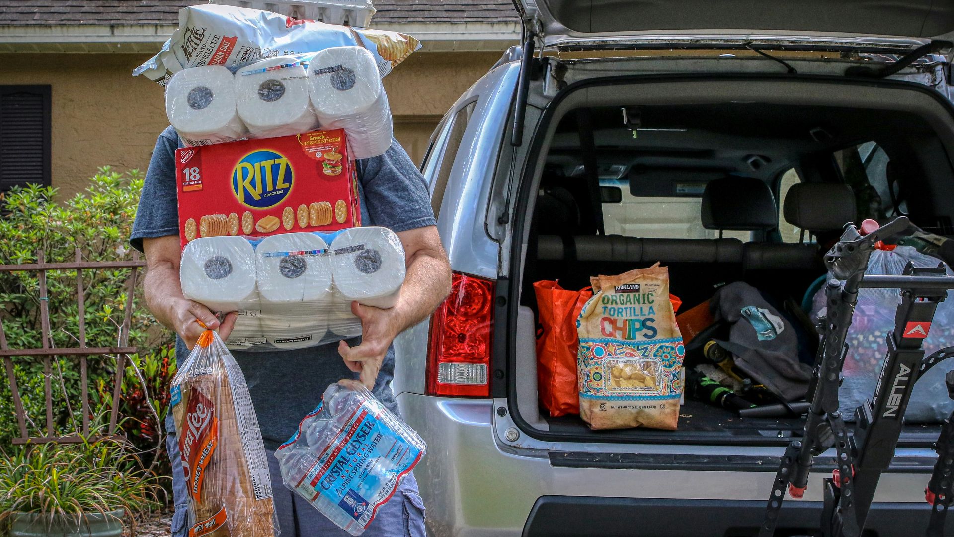 white and blue plastic packs