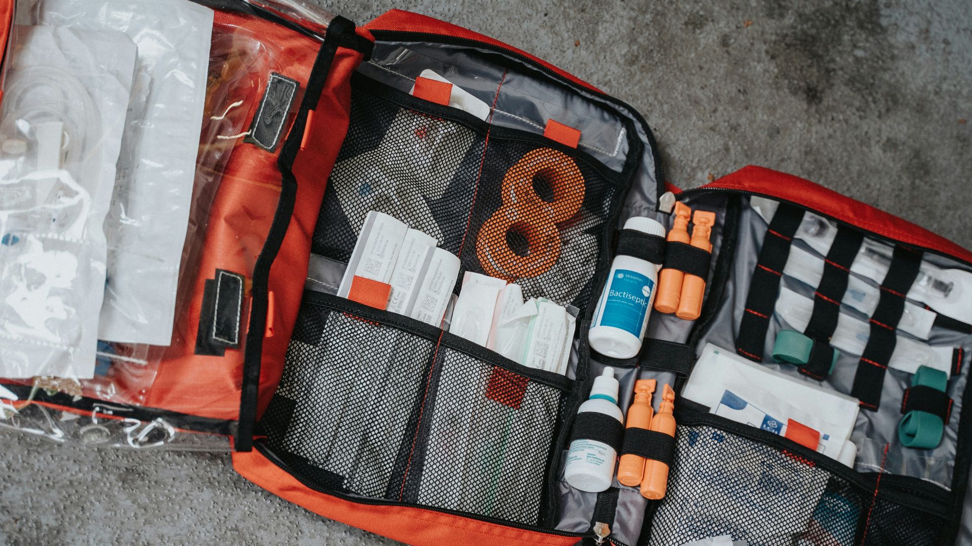 orange white and black bag