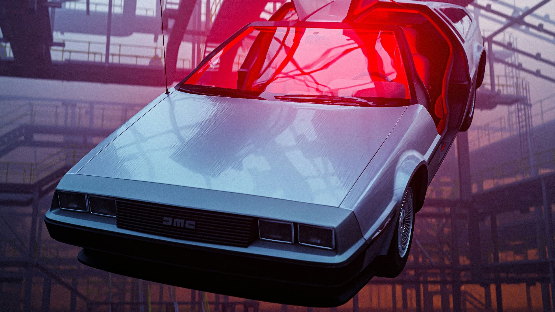 a car parked inside a building