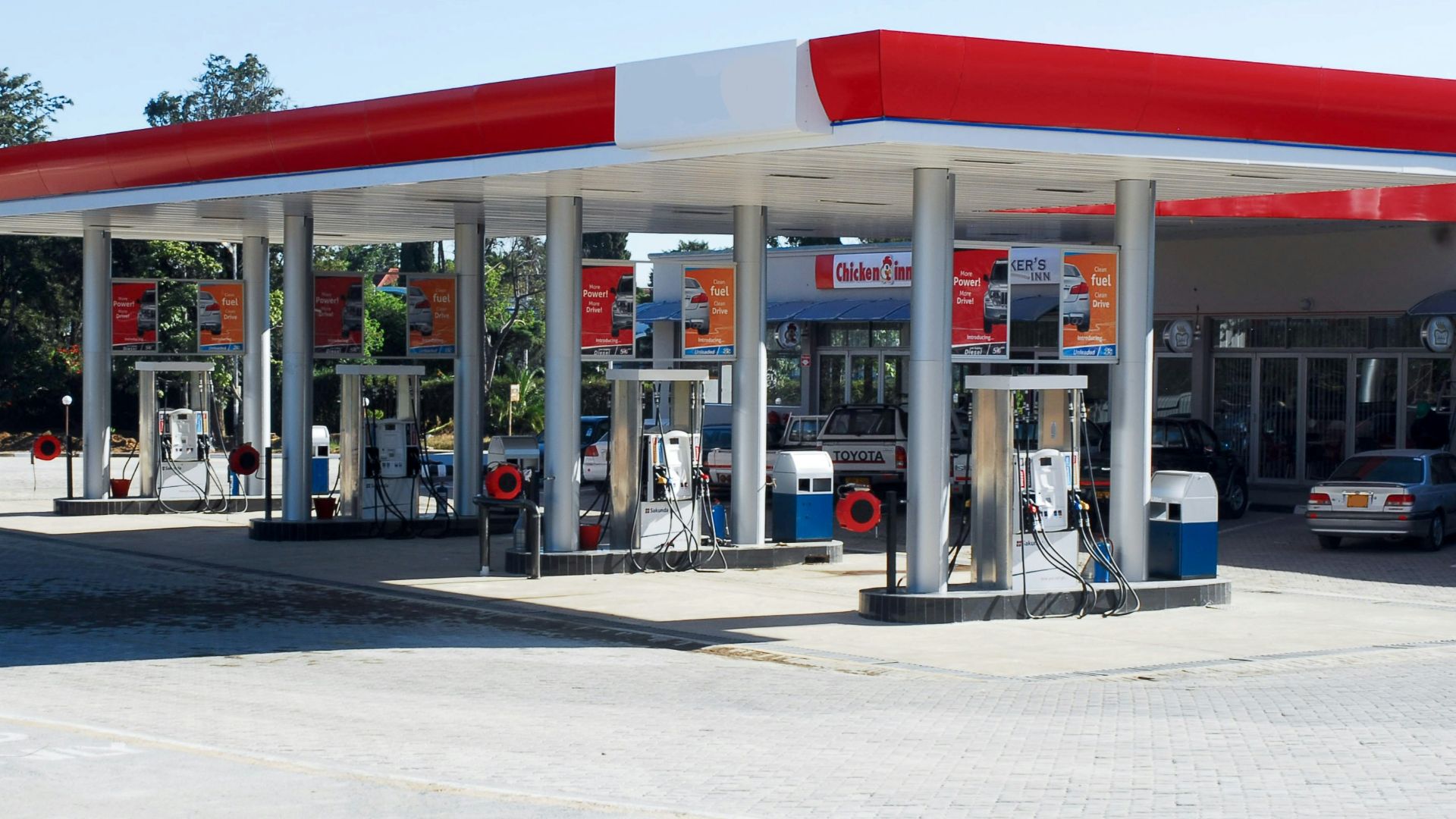 white, red, and gray concrete building