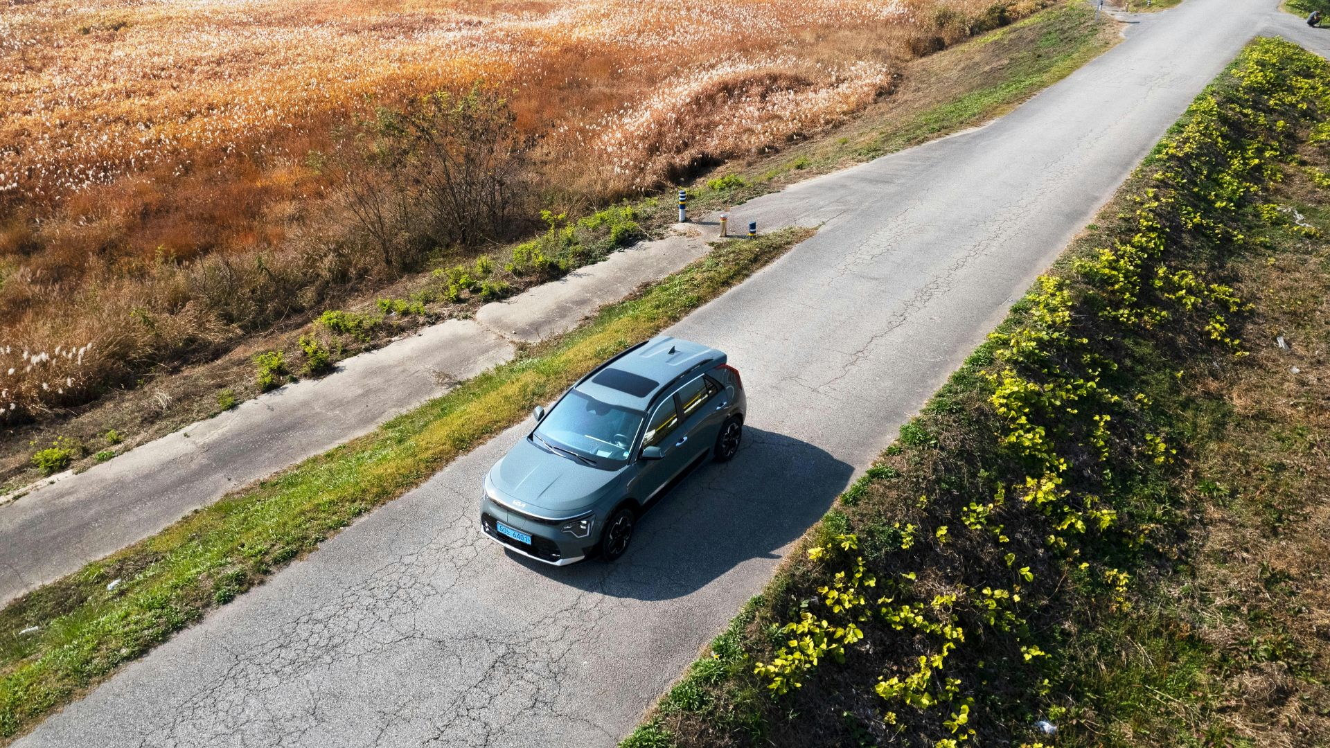 a car driving on a road