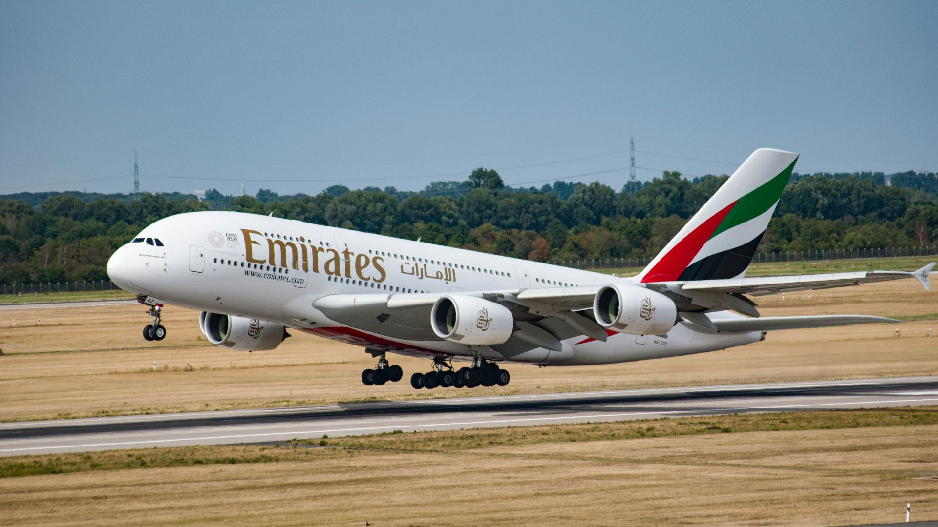 white Emirates aircraft