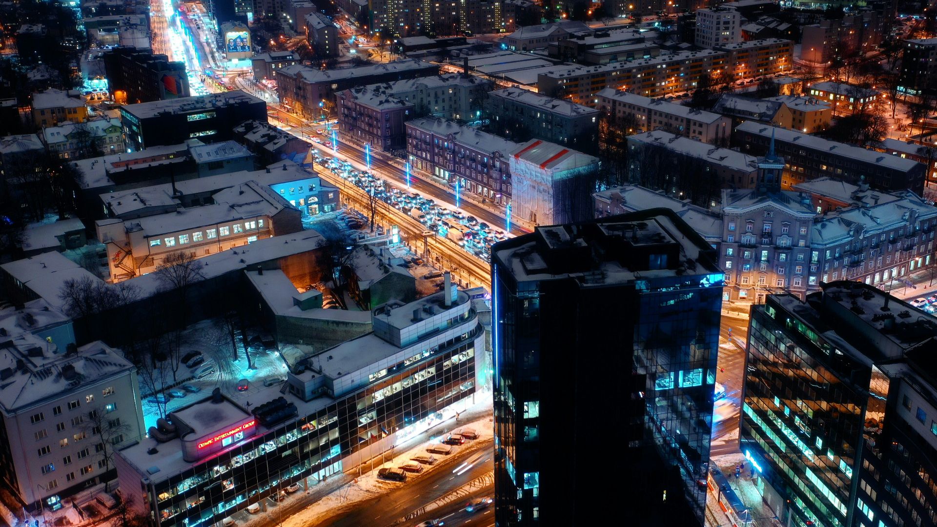 aerial photo of city during nighttime