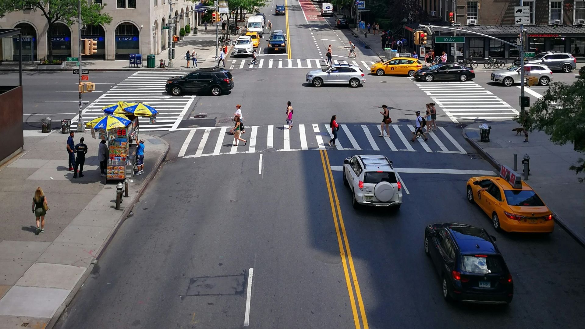 people crossing road