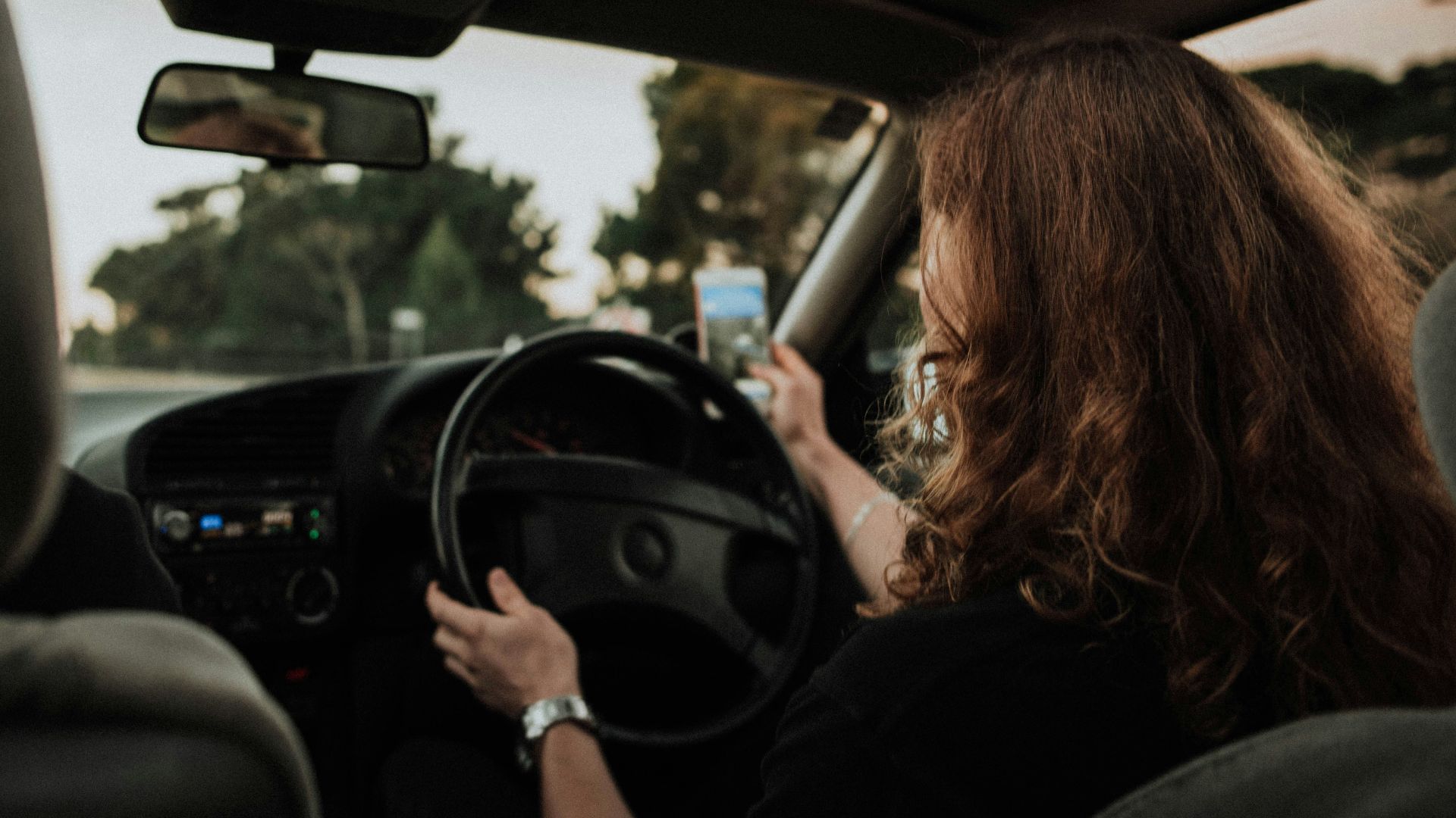 woman inside car driving