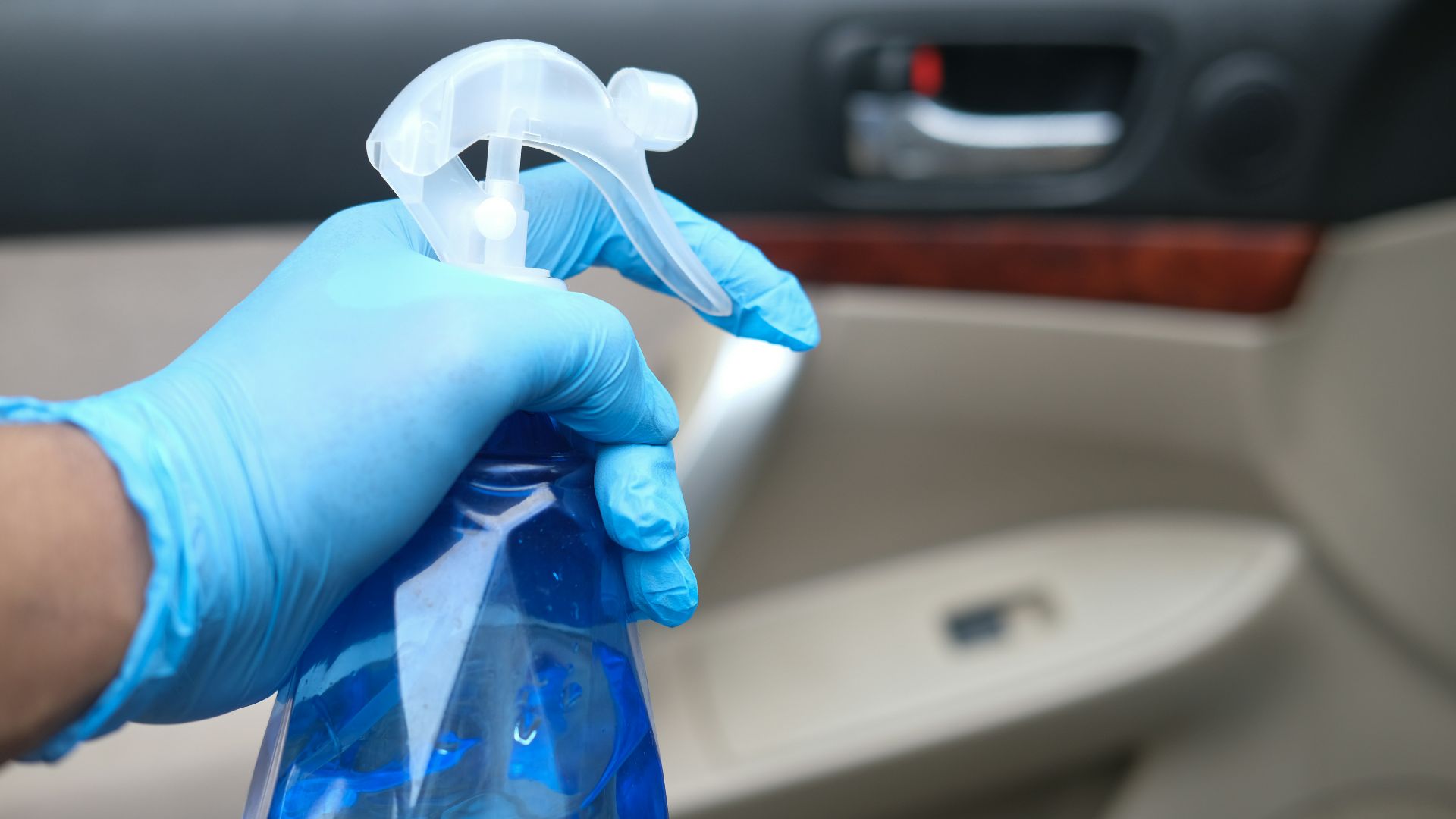 person holding blue and white plastic bag