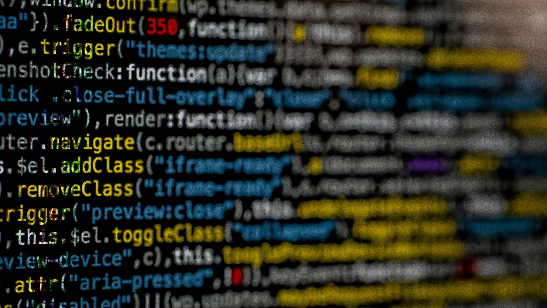 yellow and blue data code displayed on screen