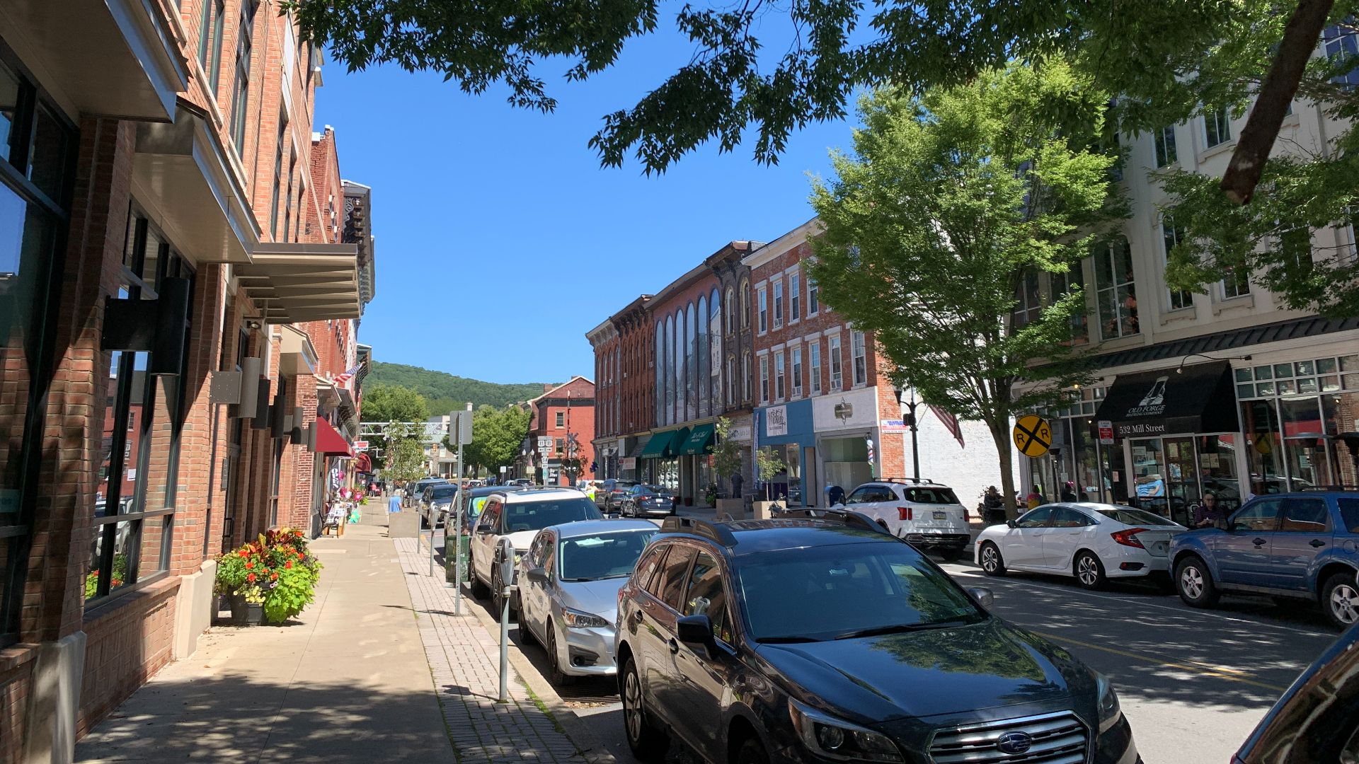 File:Mill Street sidewalk, looking north, Danville, Pennsylvania, 2023-08-31.jpg