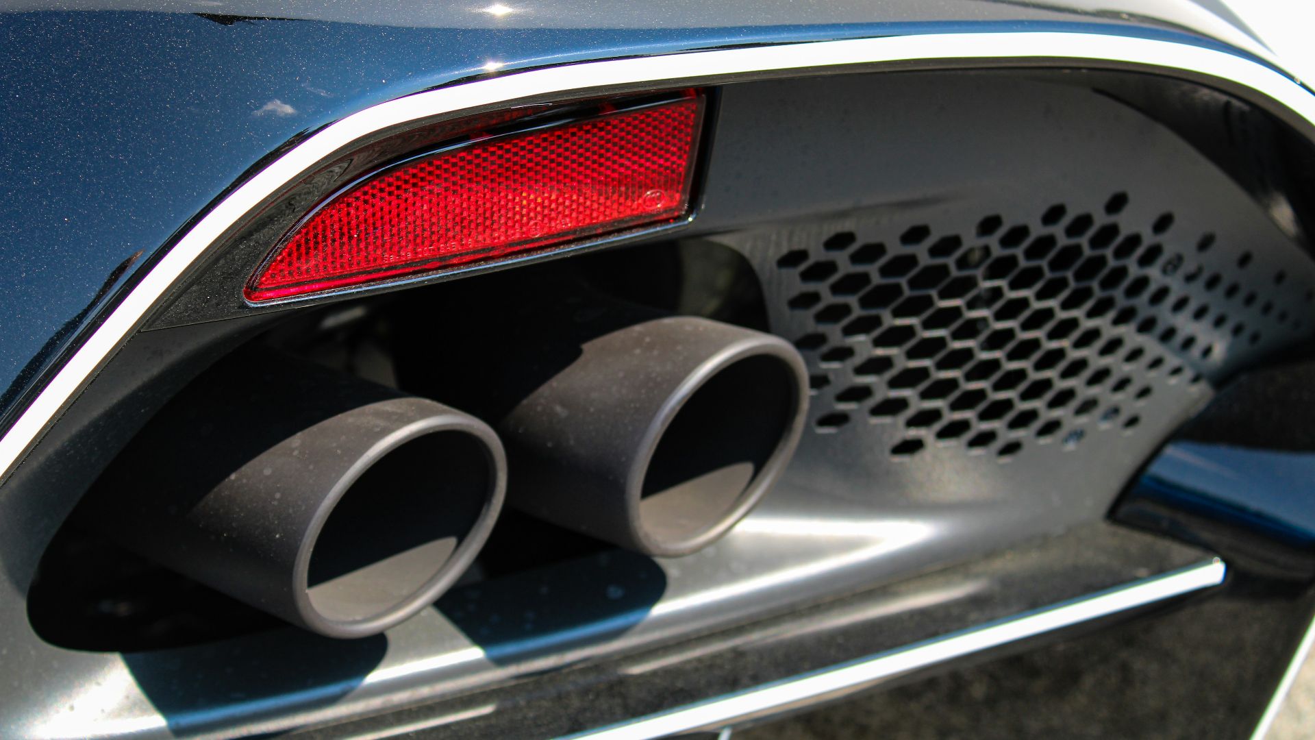 a close up of the tail lights of a car