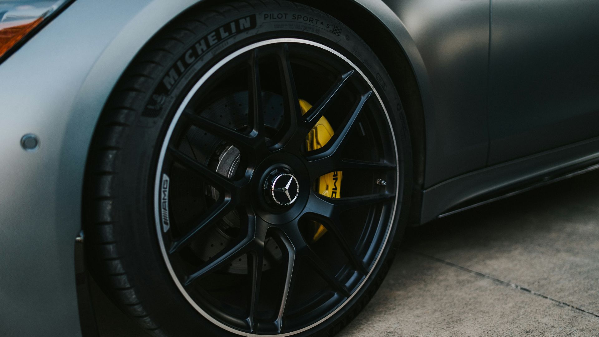 black car wheel with tire