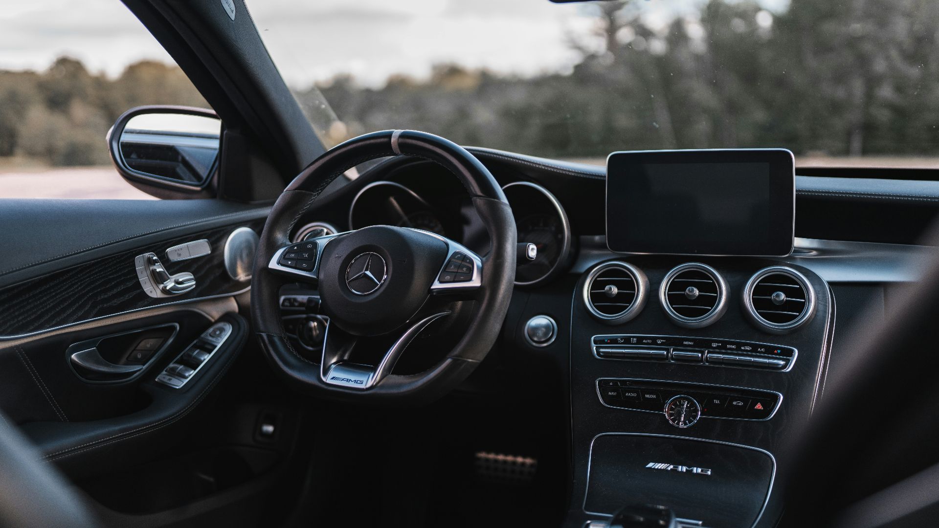 black mercedes benz car interior