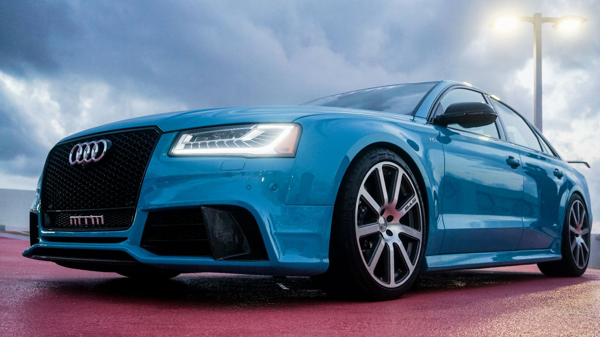 blue Audi sedan