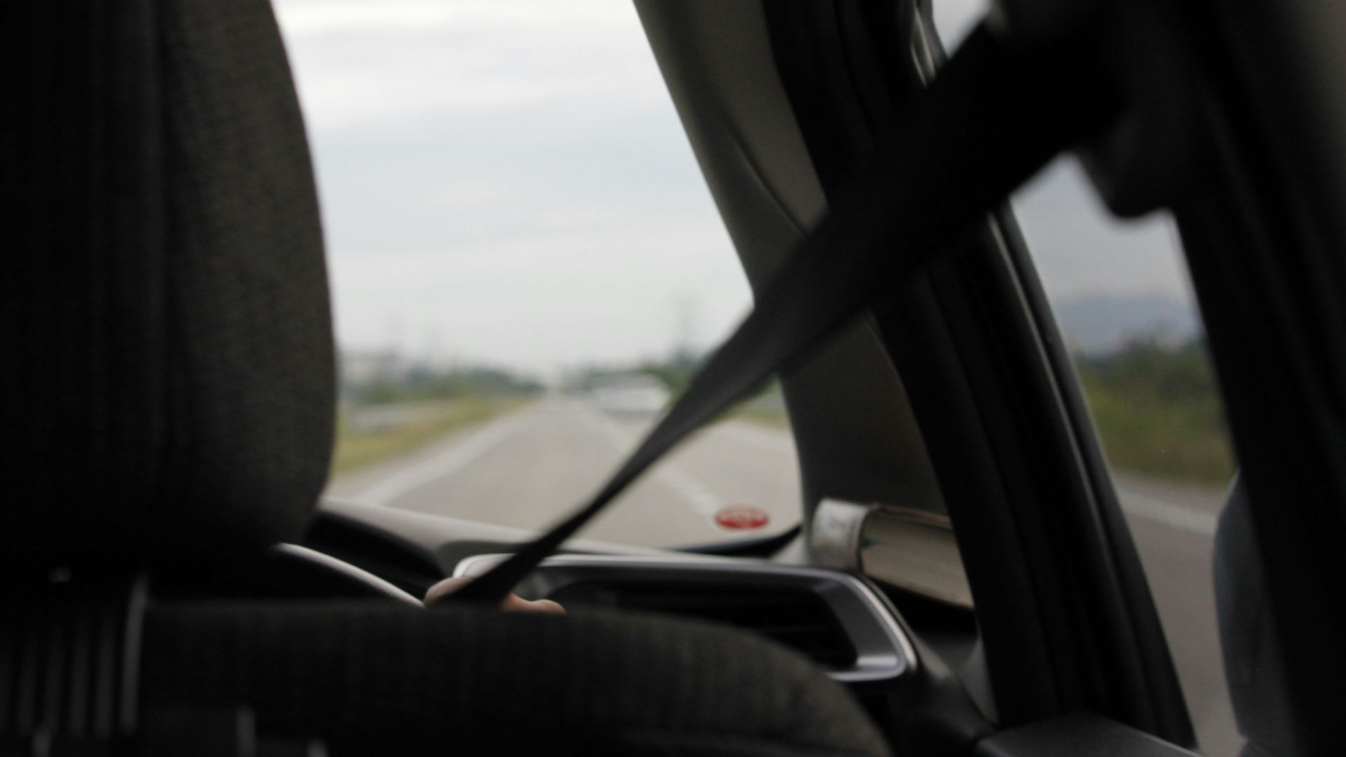 a view from inside a car looking out the windshield