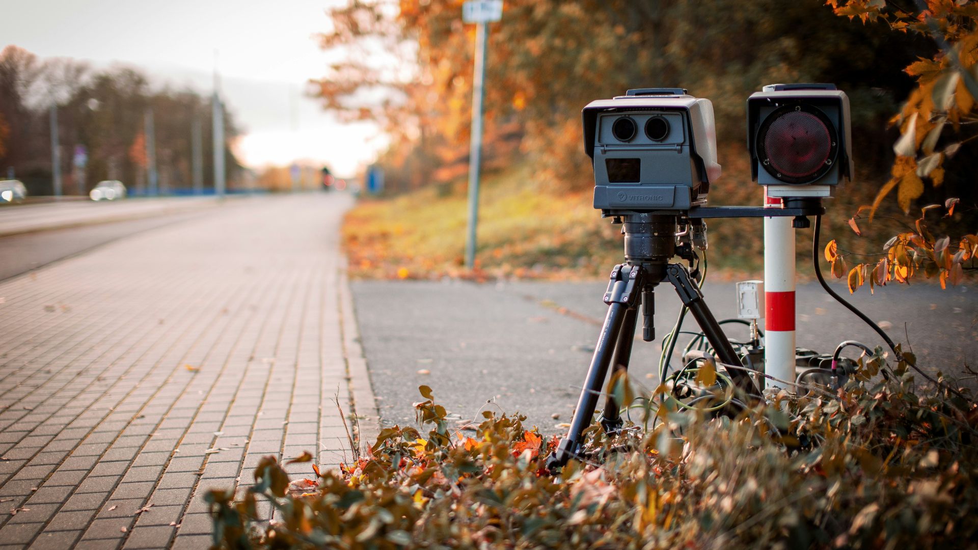black and gray camera on tripod on road during daytime