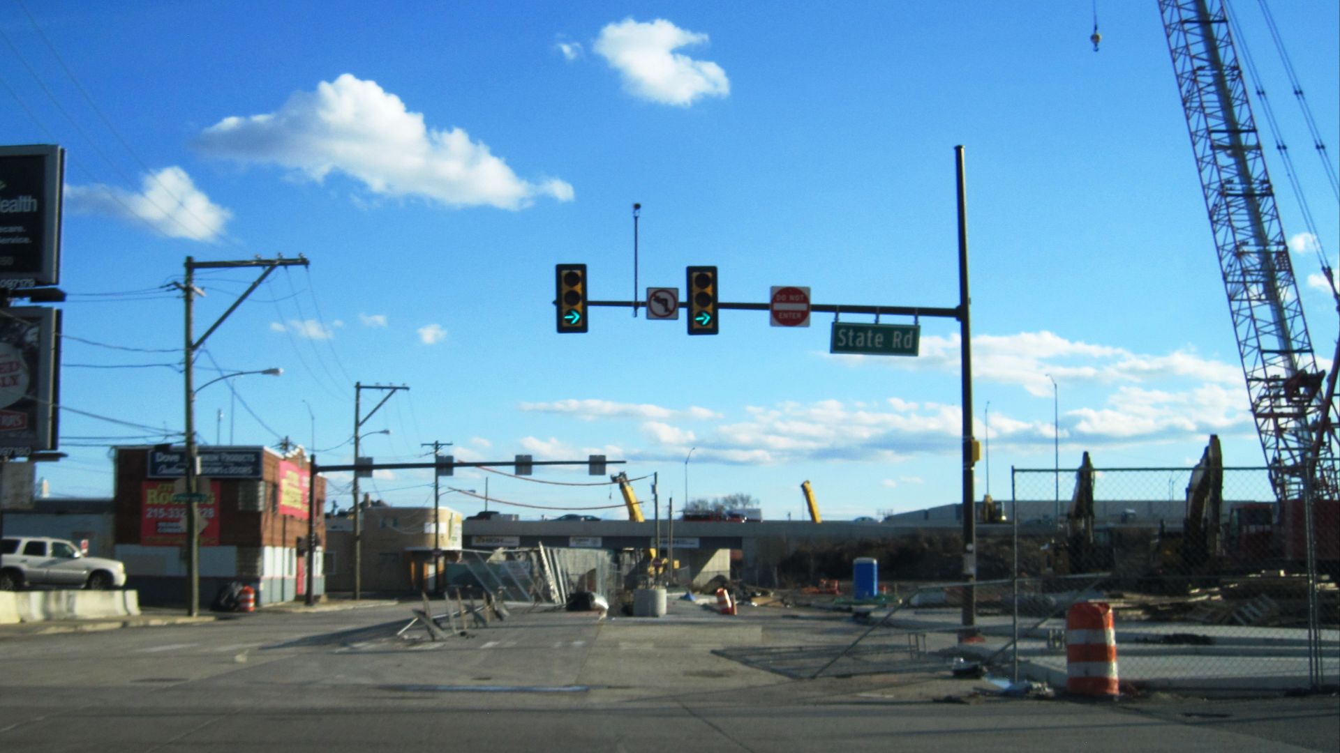 File:I-95 Philadelphia bridge collapse work from PA 73, Jan. 2024.jpg