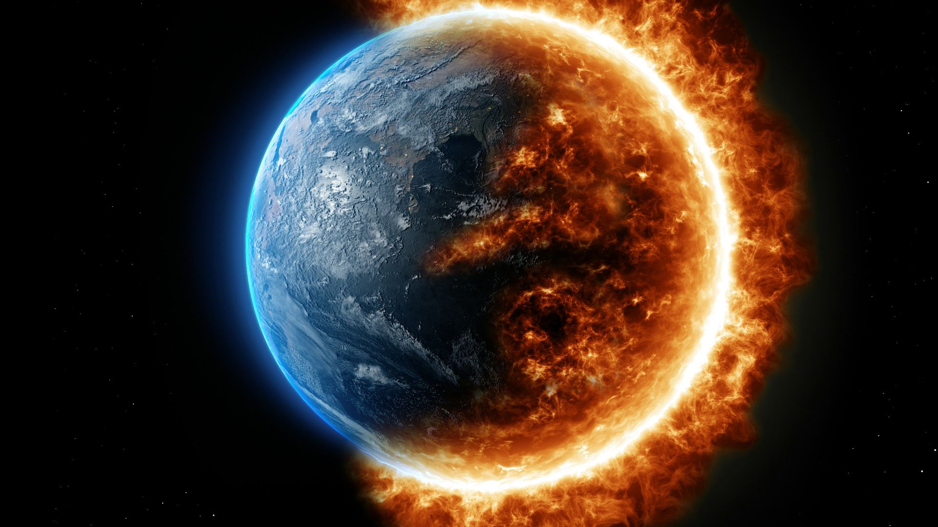 a picture of the earth in a ring of fire