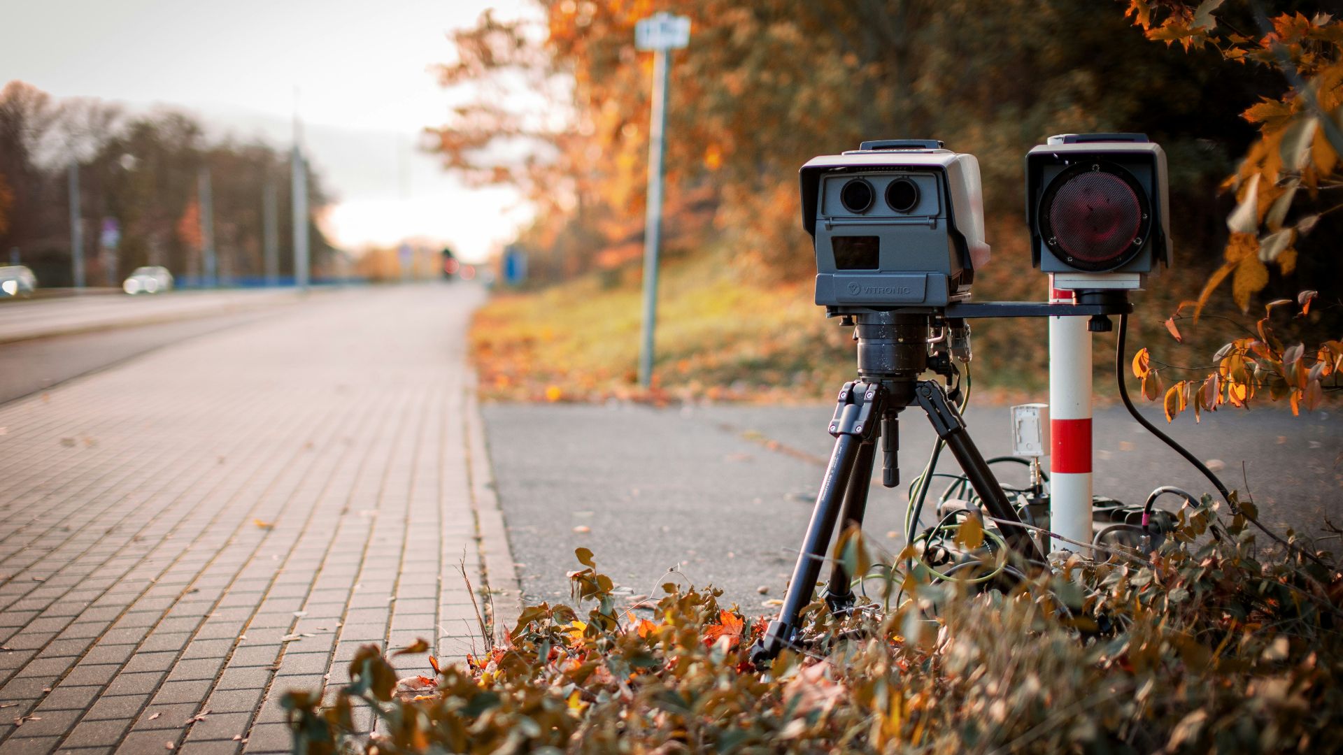 black and gray camera on tripod on road during daytime
