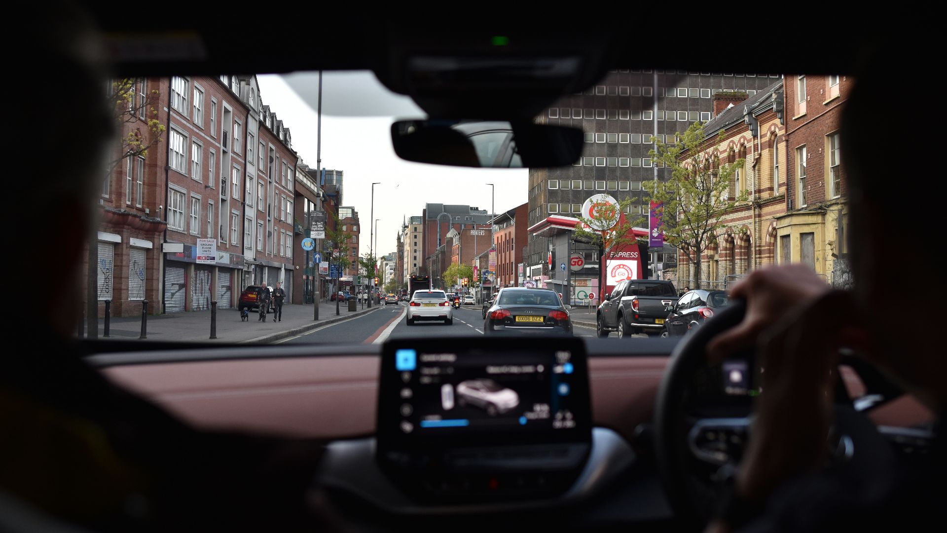 a person driving a car