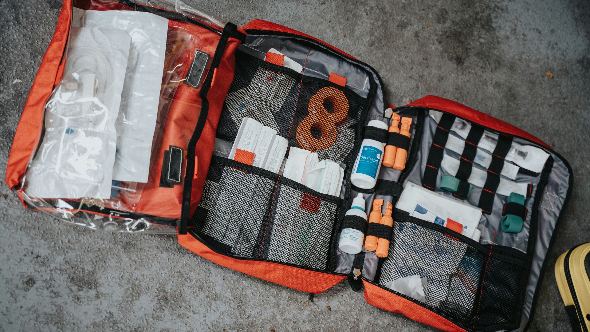 orange white and black bag
