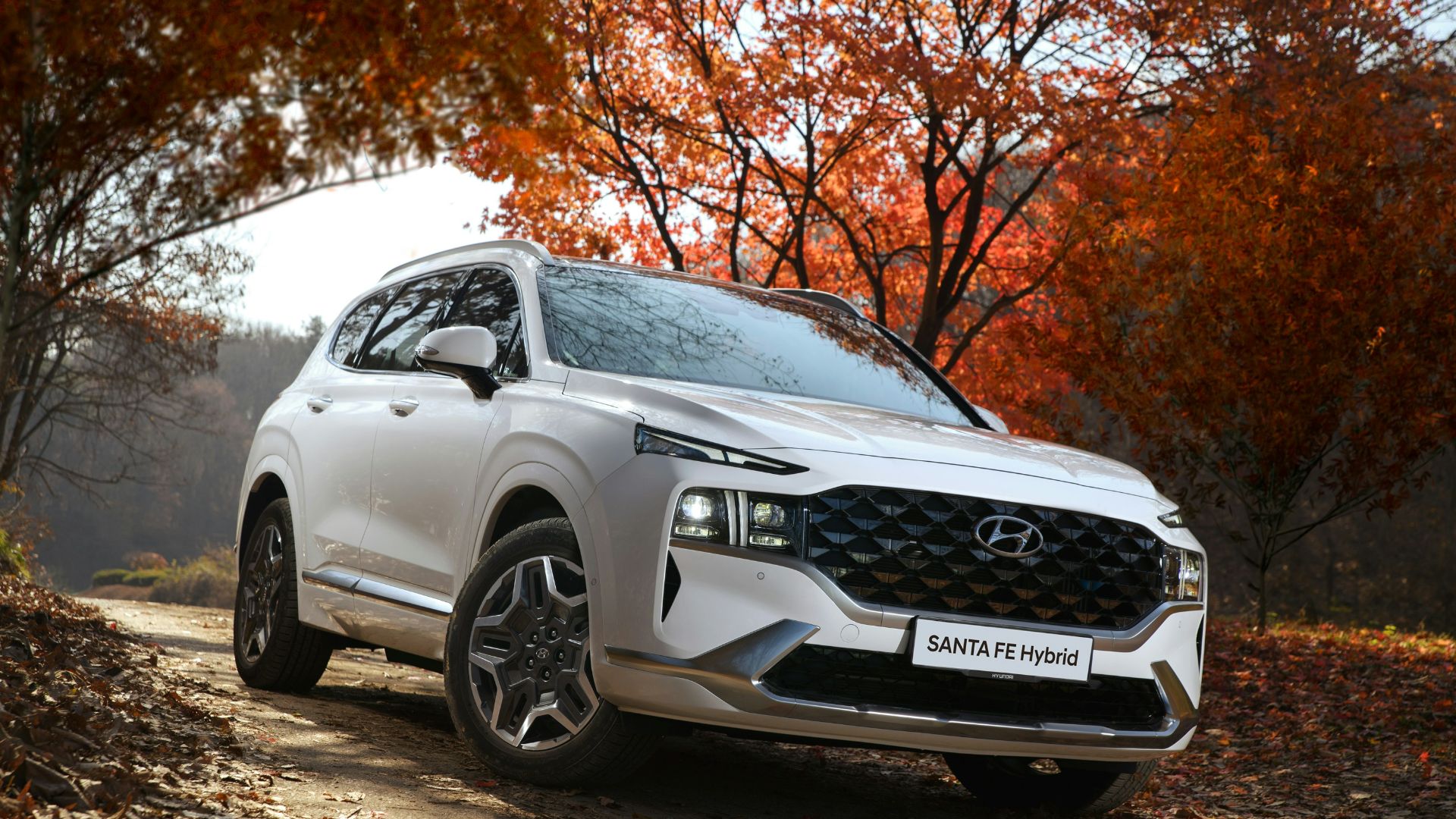 a white suv driving down a dirt road