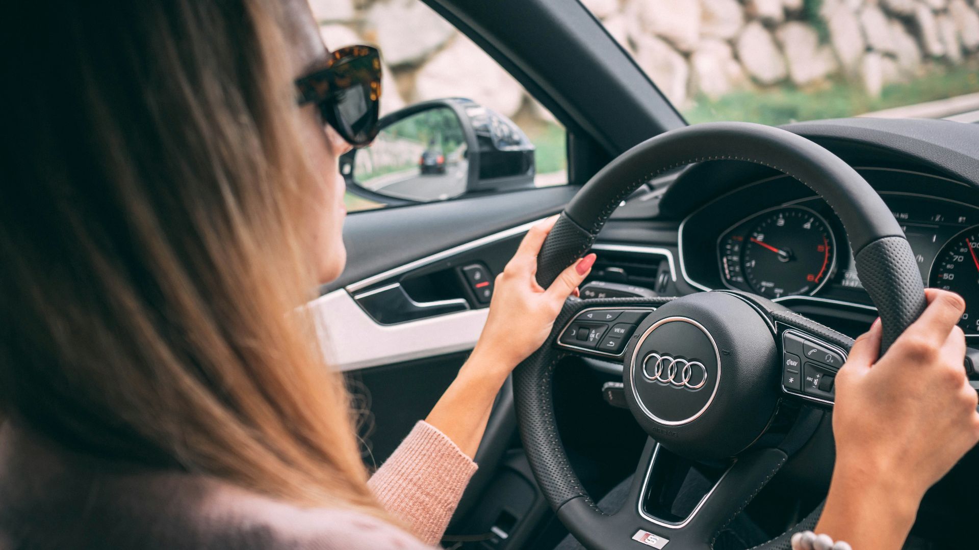 woman driving car